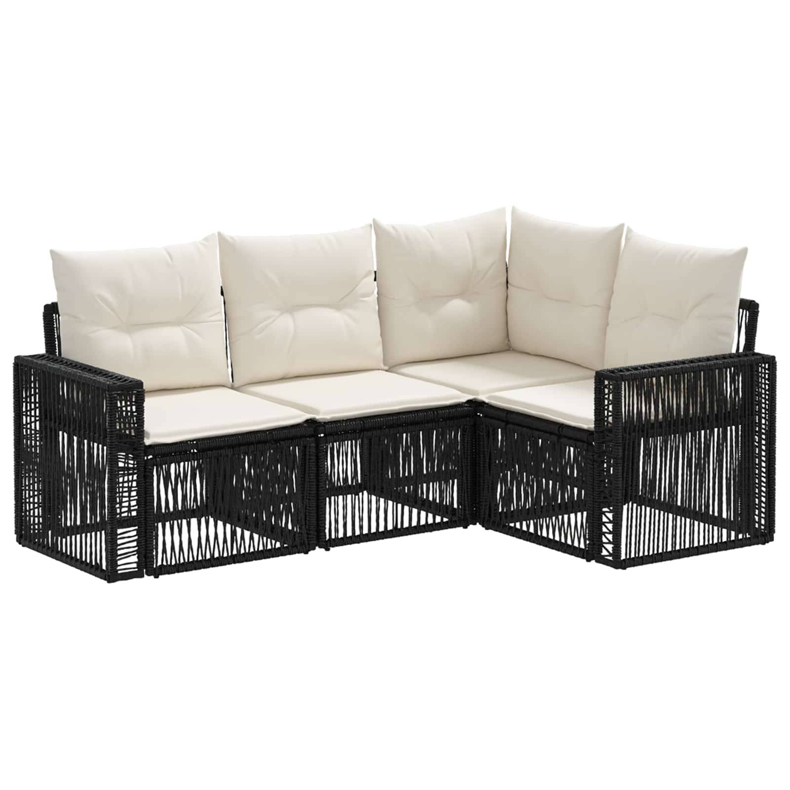 vidaXL Gartensofa-set 4 pcs Schwarz und Cremeweiß Poly-Rattan