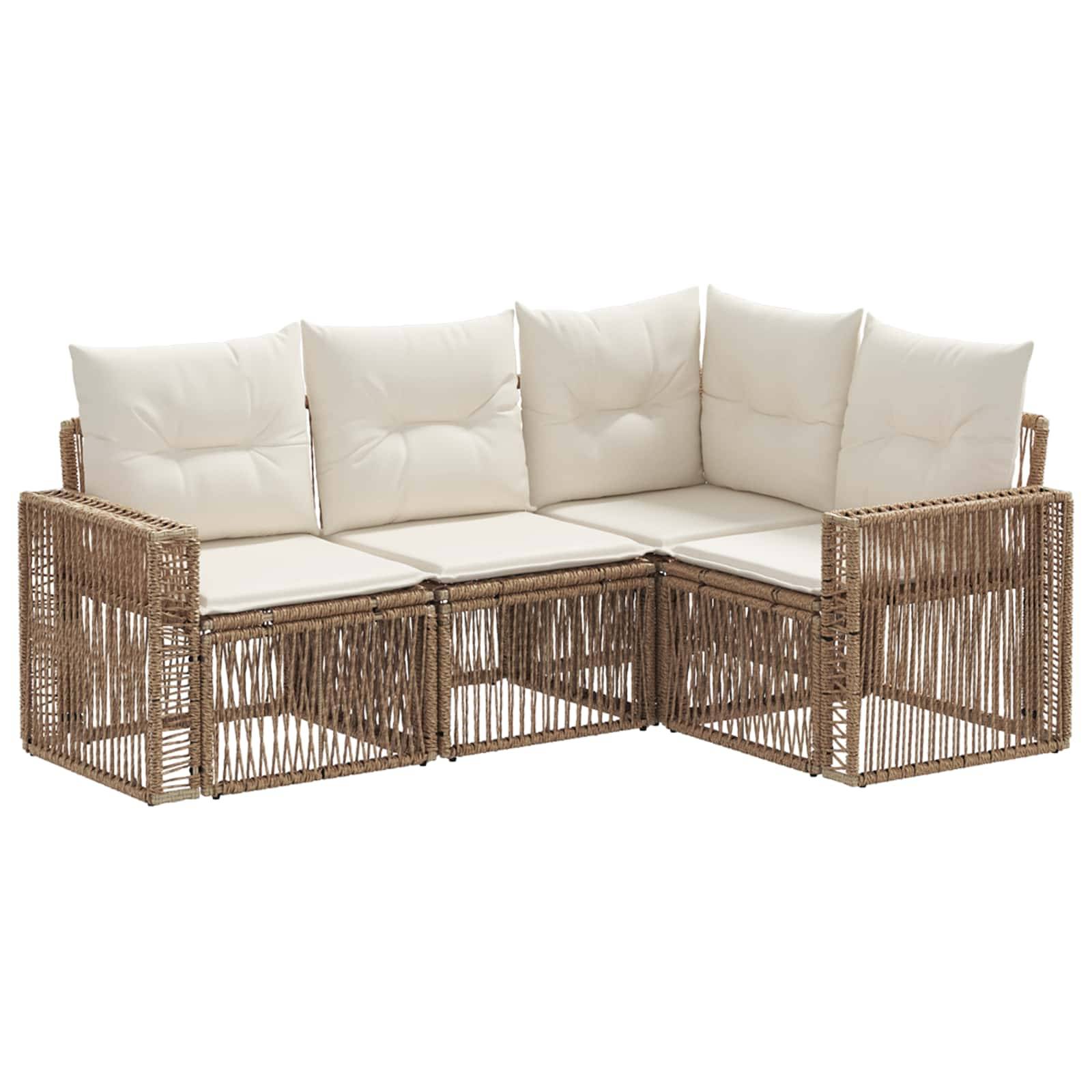 vidaXL Gartensofa-set 4 pcs Beige und Cremeweiß Poly-Rattan