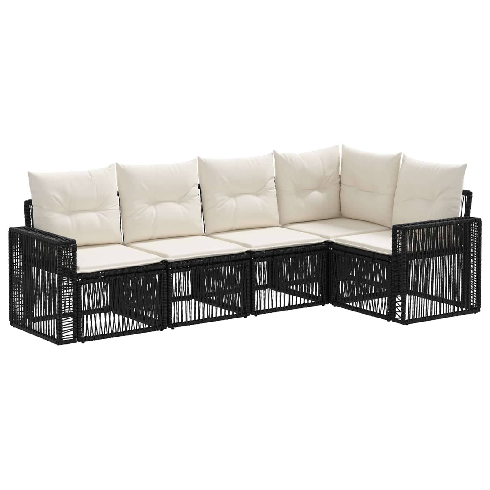vidaXL Gartensofa-set 5 pcs Schwarz und Cremeweiß Poly-Rattan