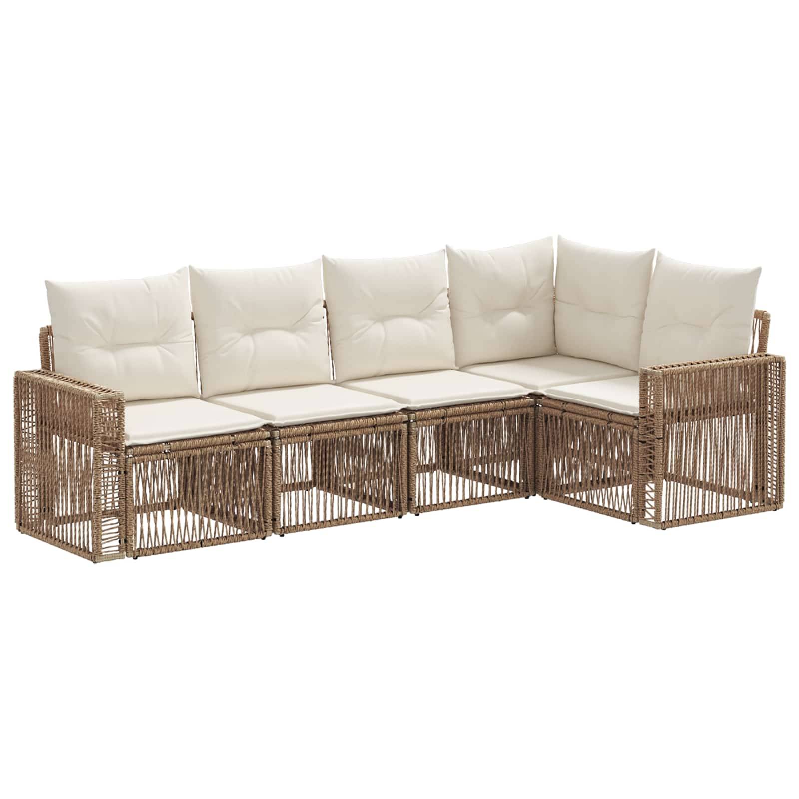 vidaXL Gartensofa-set 5 pcs Beige und Cremeweiß Poly-Rattan