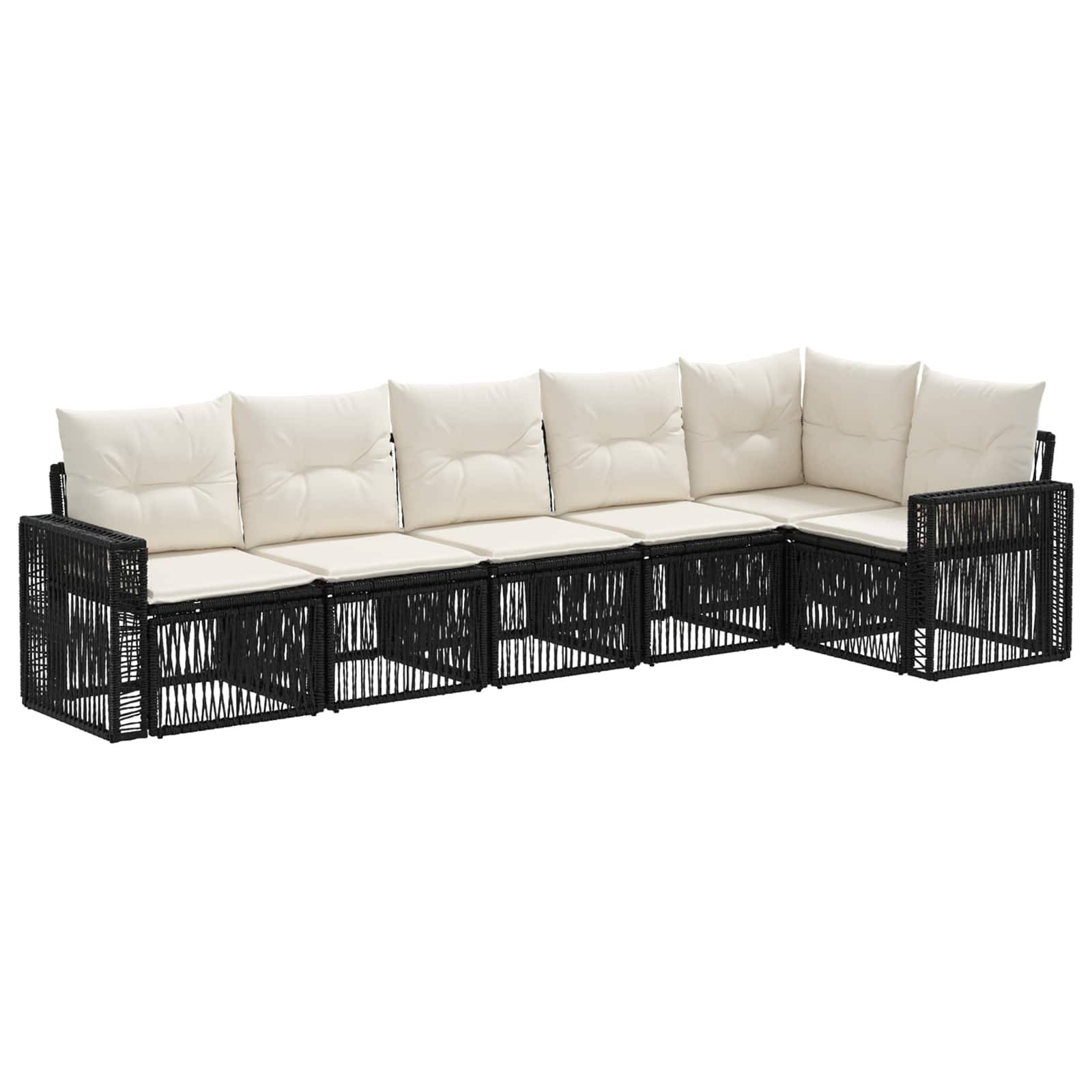 vidaXL Gartensofa-set 6 pcs Schwarz und Cremeweiß Poly-Rattan