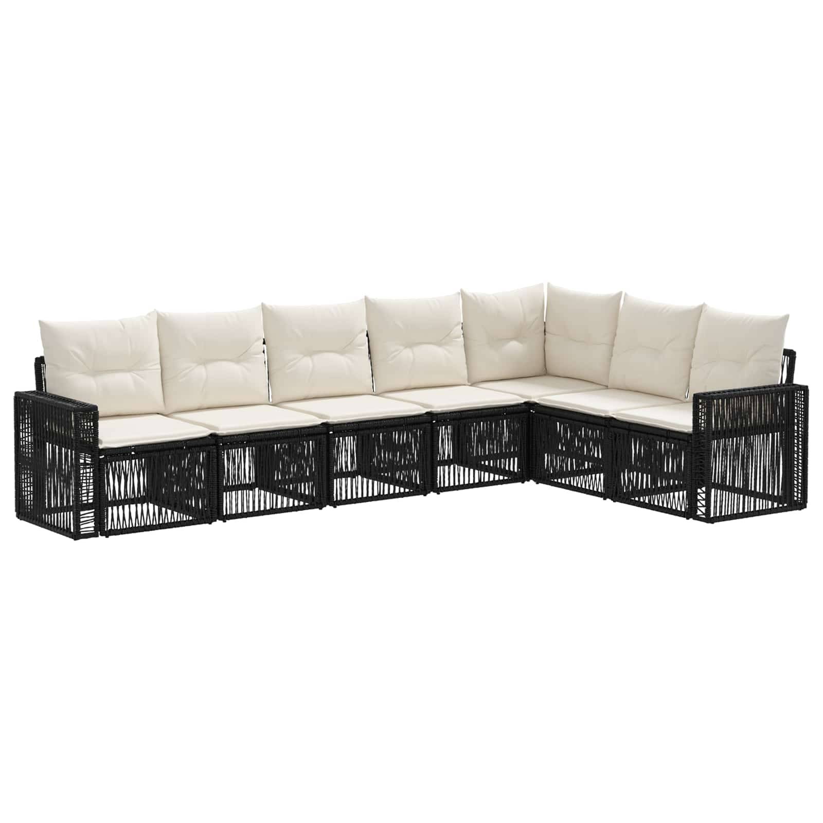 vidaXL Gartensofa-set 7 pcs Schwarz und Cremeweiß Poly-Rattan