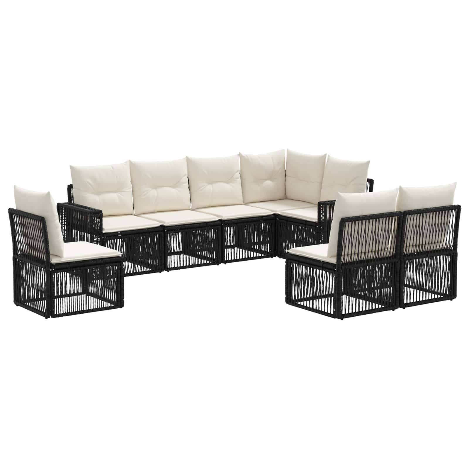vidaXL Gartensofa-set 8 pcs Schwarz und Cremeweiß Poly-Rattan