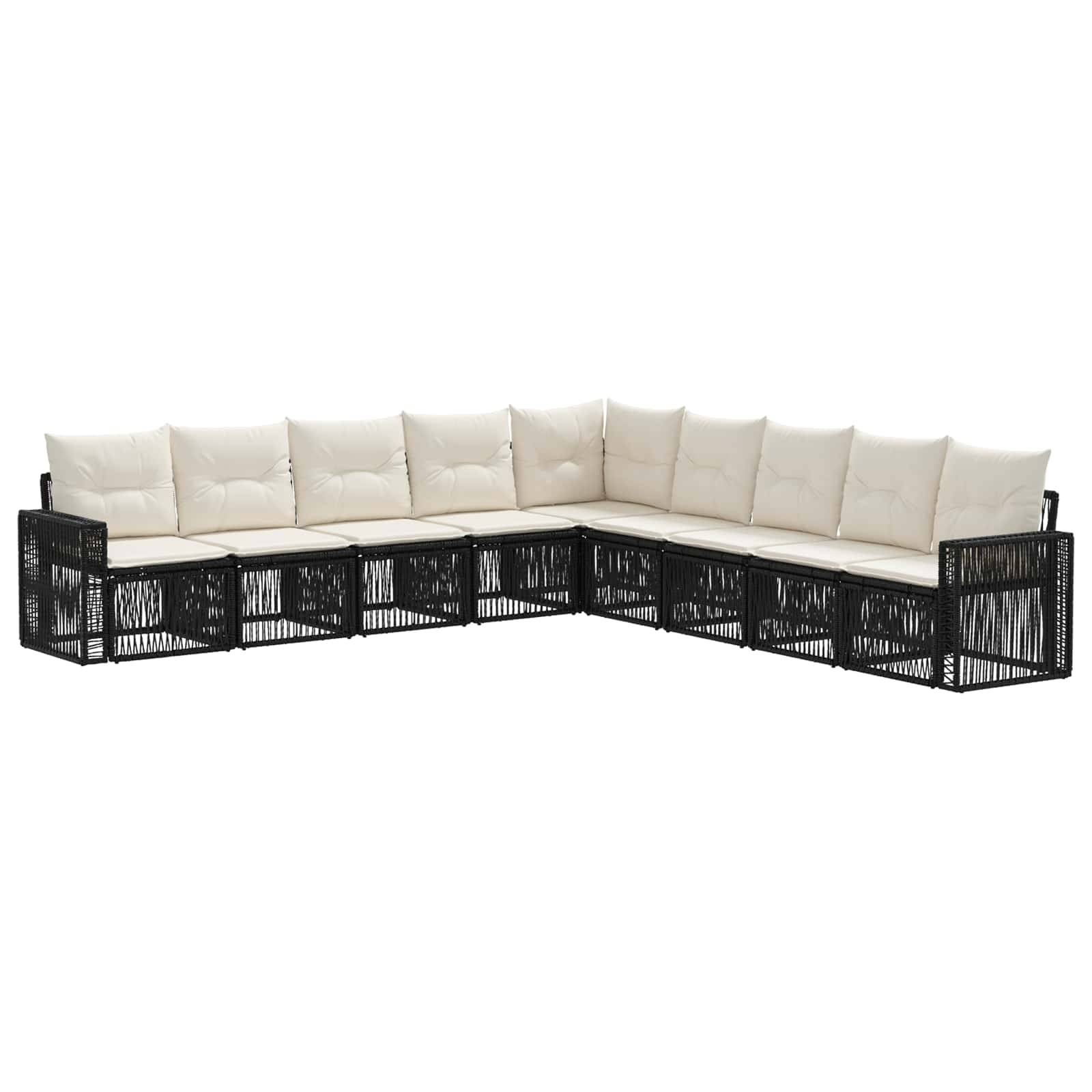 vidaXL Gartensofa-set 9 pcs Schwarz und Cremeweiß Poly-Rattan