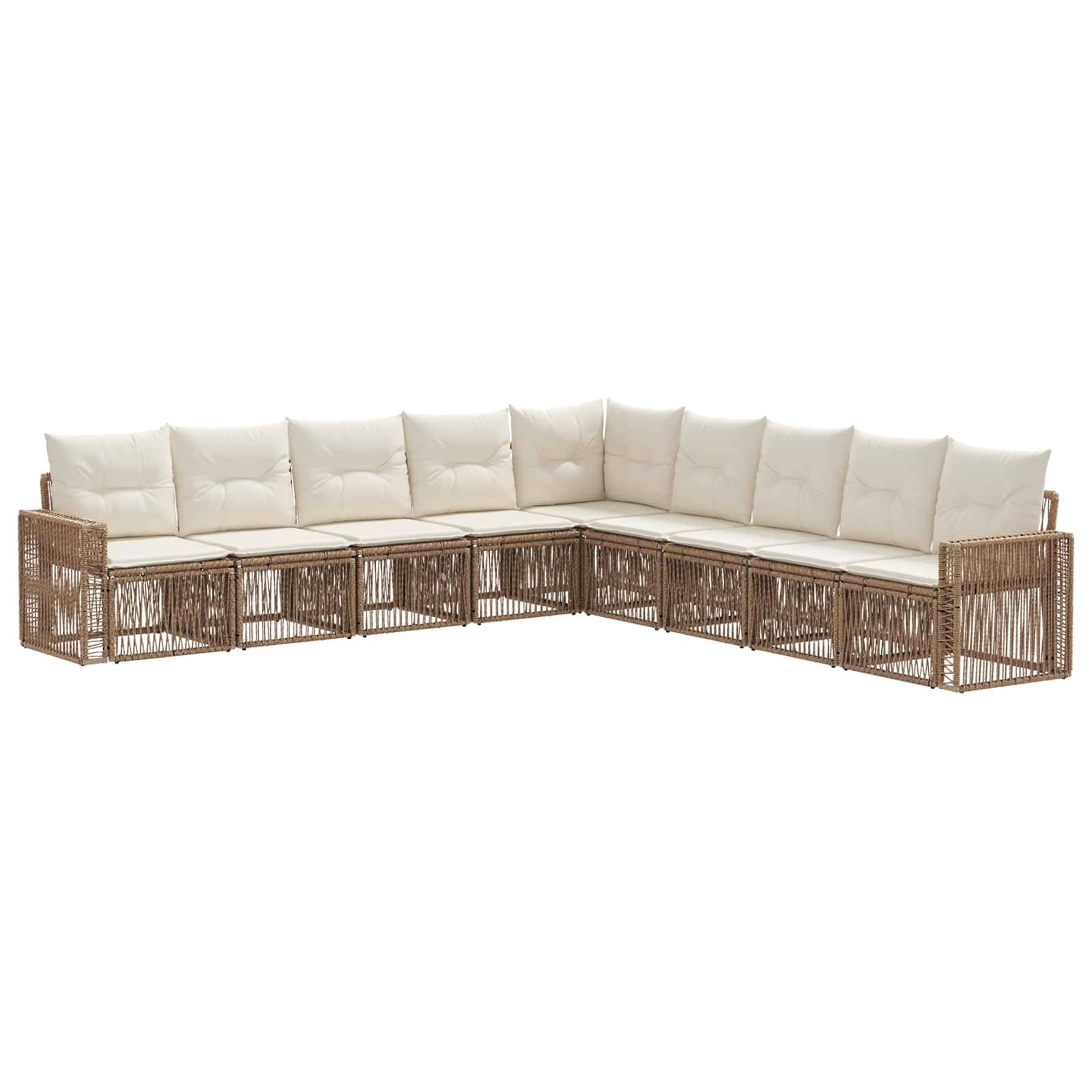 vidaXL Gartensofa-set 9 pcs Beige und Cremeweiß Poly-Rattan