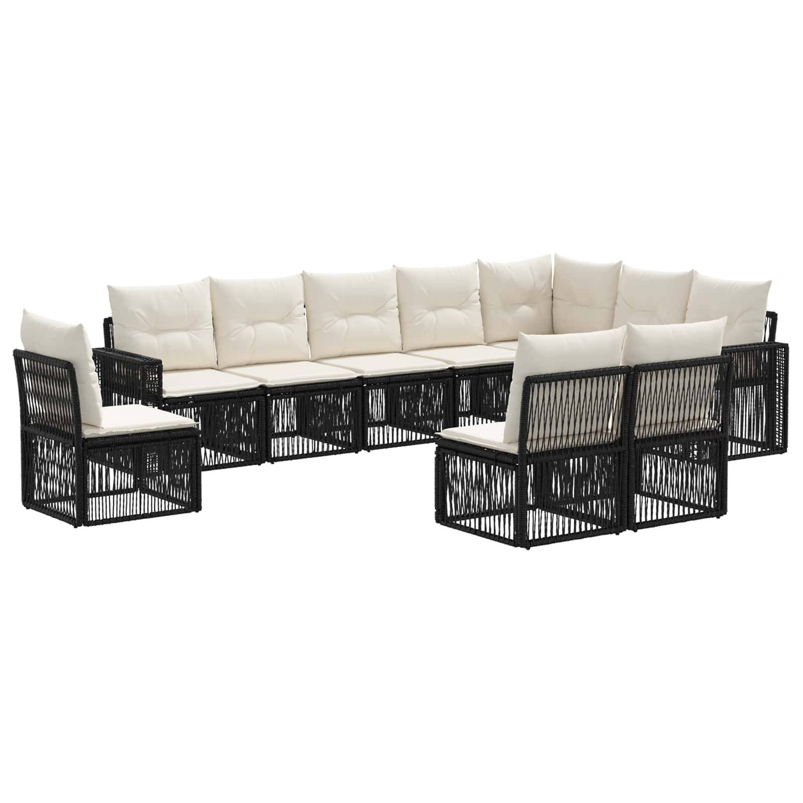 vidaXL Gartensofa-set 10 pcs Schwarz und Cremeweiß Poly-Rattan