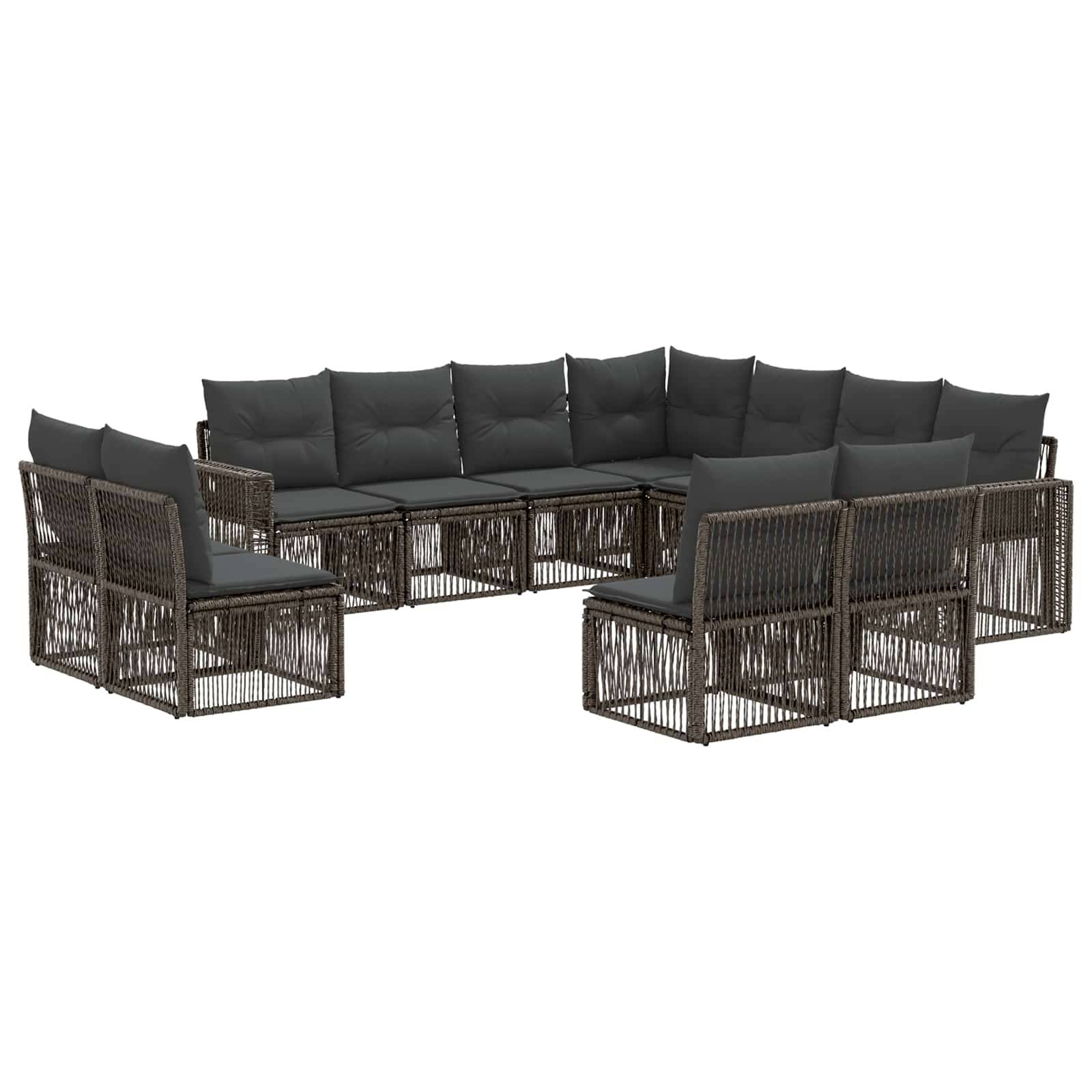 vidaXL Gartensofa-set 11 pcs Grau und Dunkelgrau Poly-Rattan