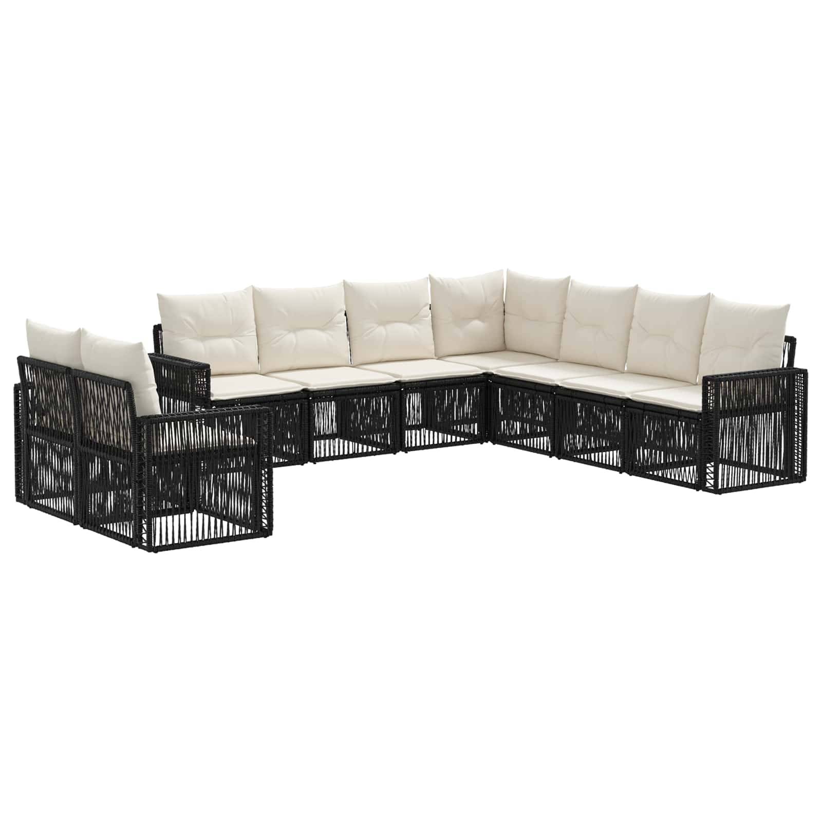 vidaXL Gartensofa-set 9 pcs Schwarz und Cremeweiß Poly-Rattan