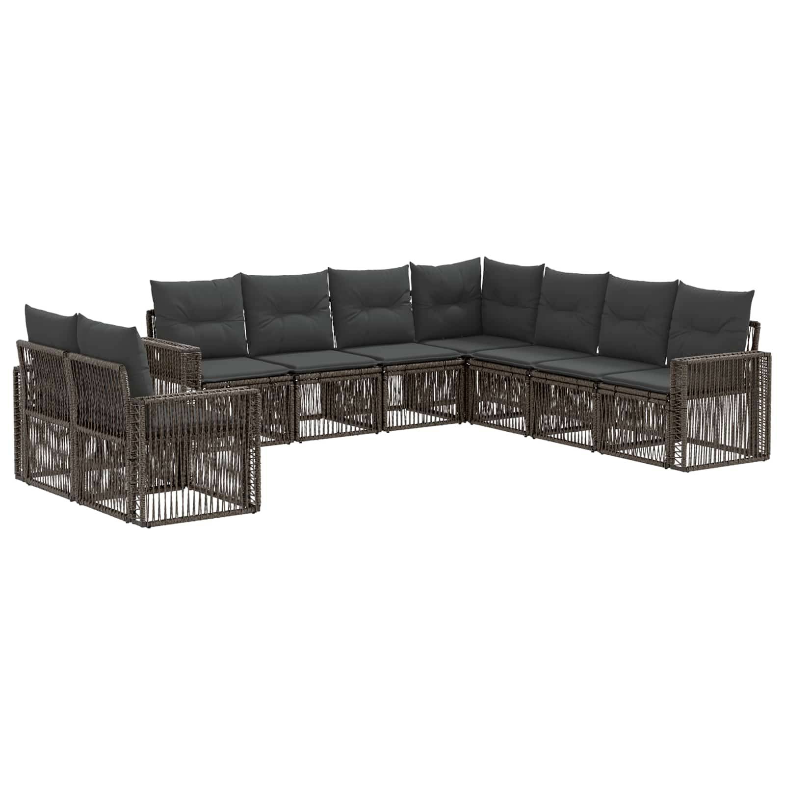 vidaXL Gartensofa-set 9 pcs Grau und Dunkelgrau Poly-Rattan