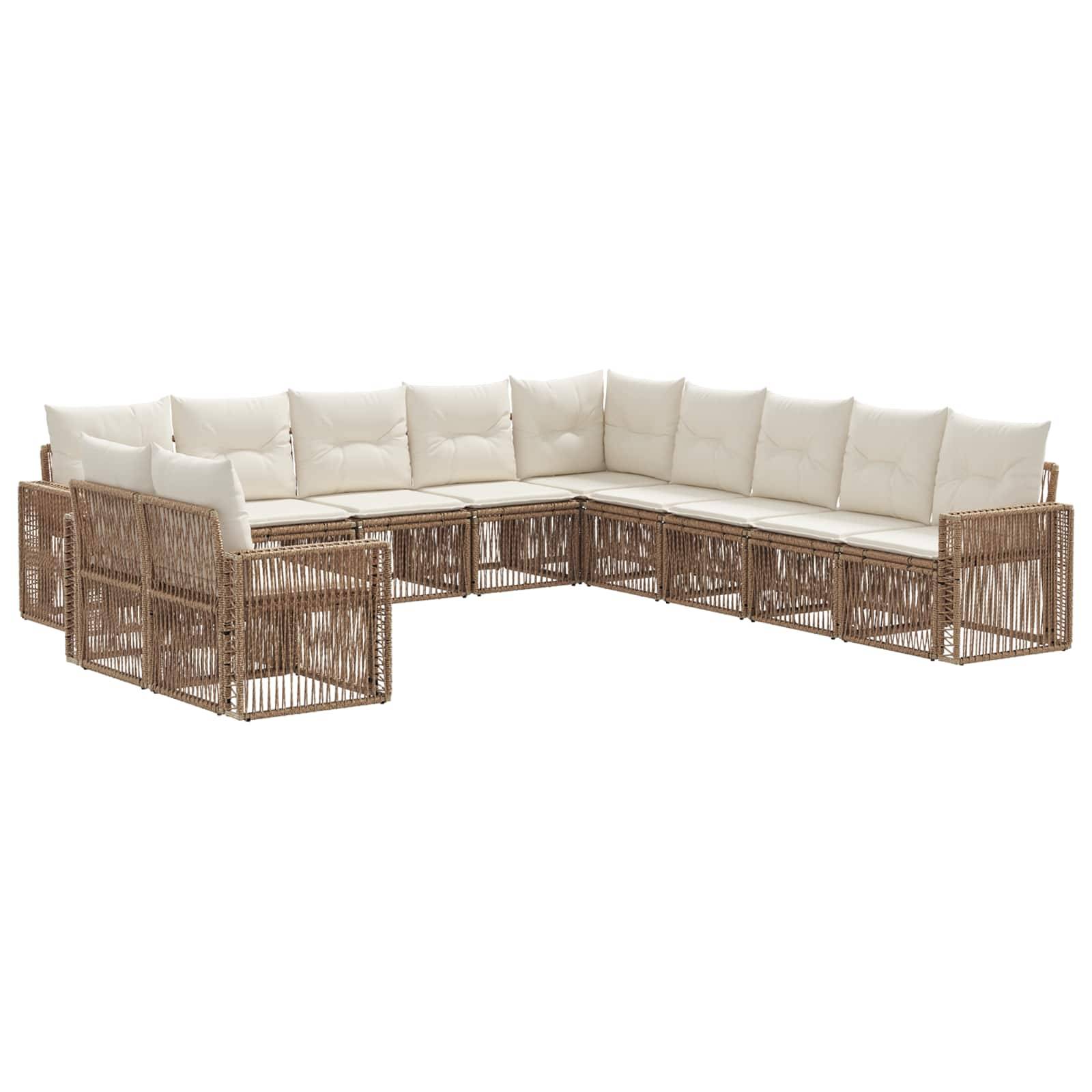 vidaXL Gartensofa-set 11 pcs Beige und Cremeweiß Poly-Rattan