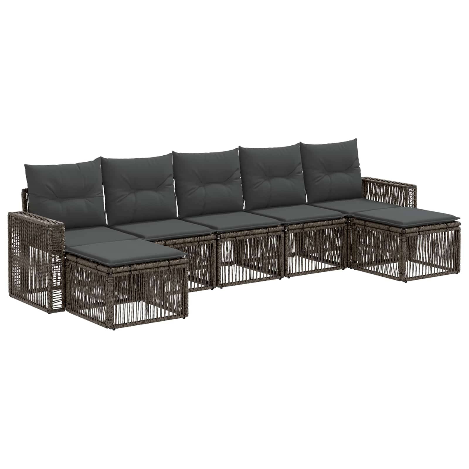 vidaXL Gartensofa-set 7 pcs Grau und Dunkelgrau Poly-Rattan