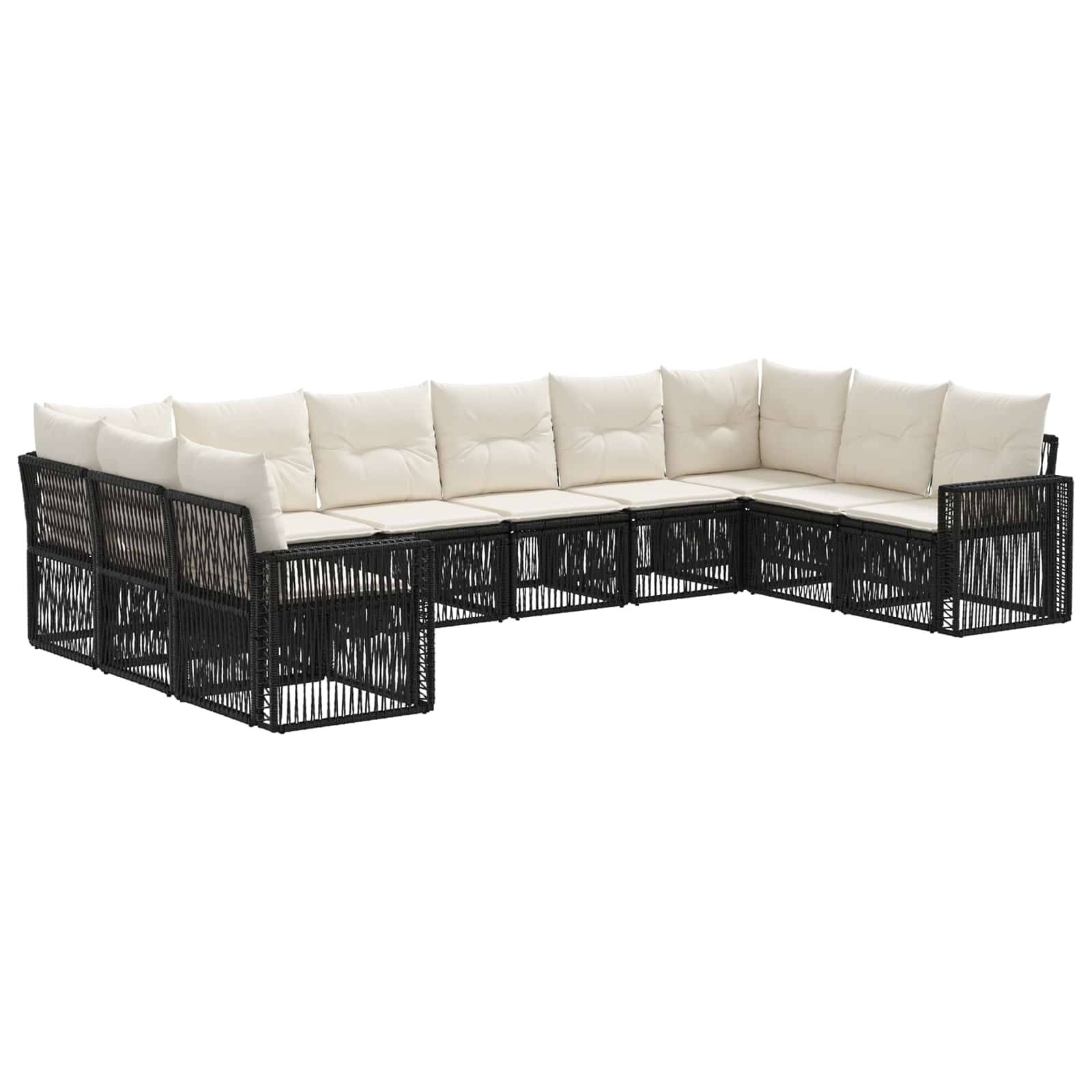vidaXL Gartensofa-set 10 pcs Schwarz und Cremeweiß Poly-Rattan