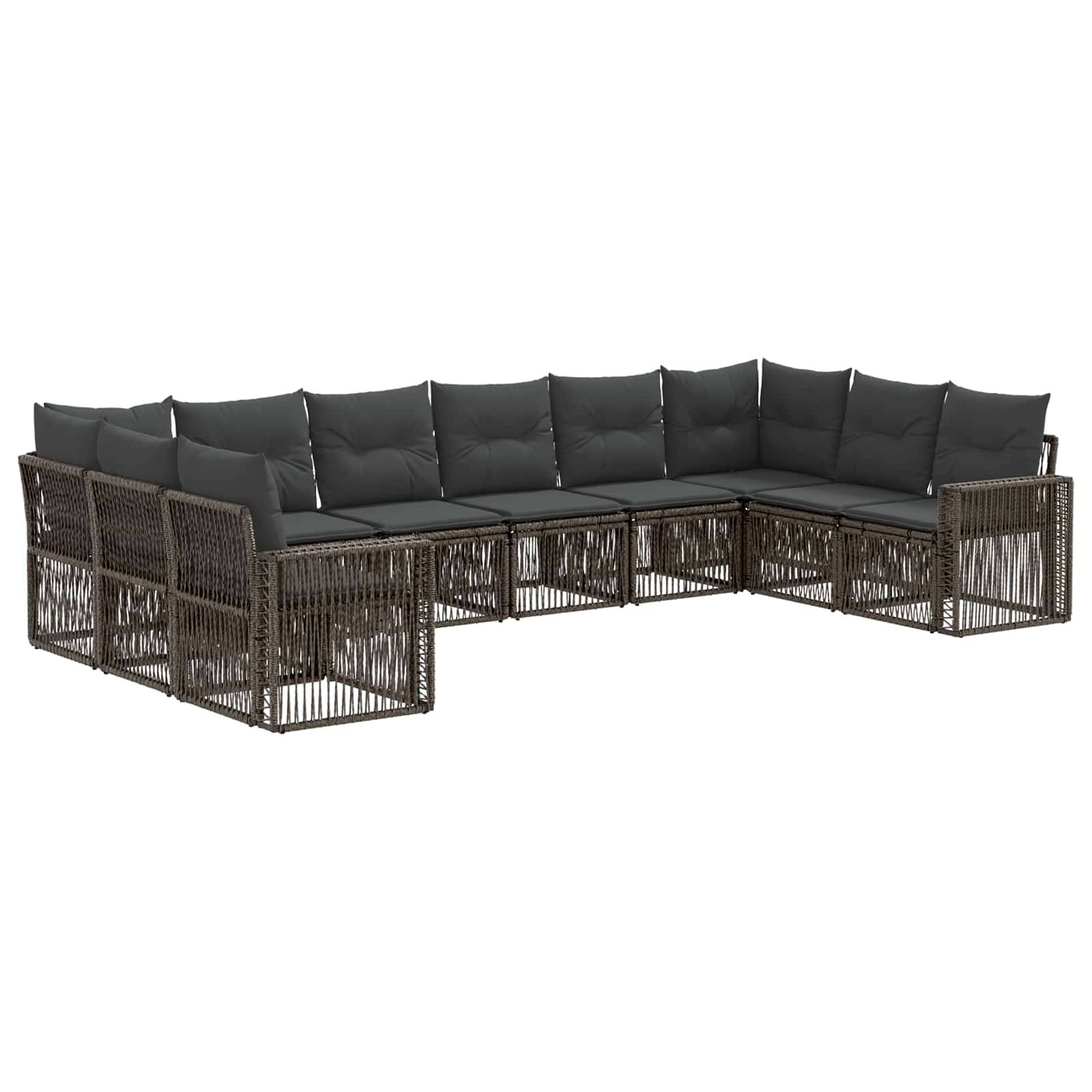 vidaXL Gartensofa-set 10 pcs Grau und Dunkelgrau Poly-Rattan