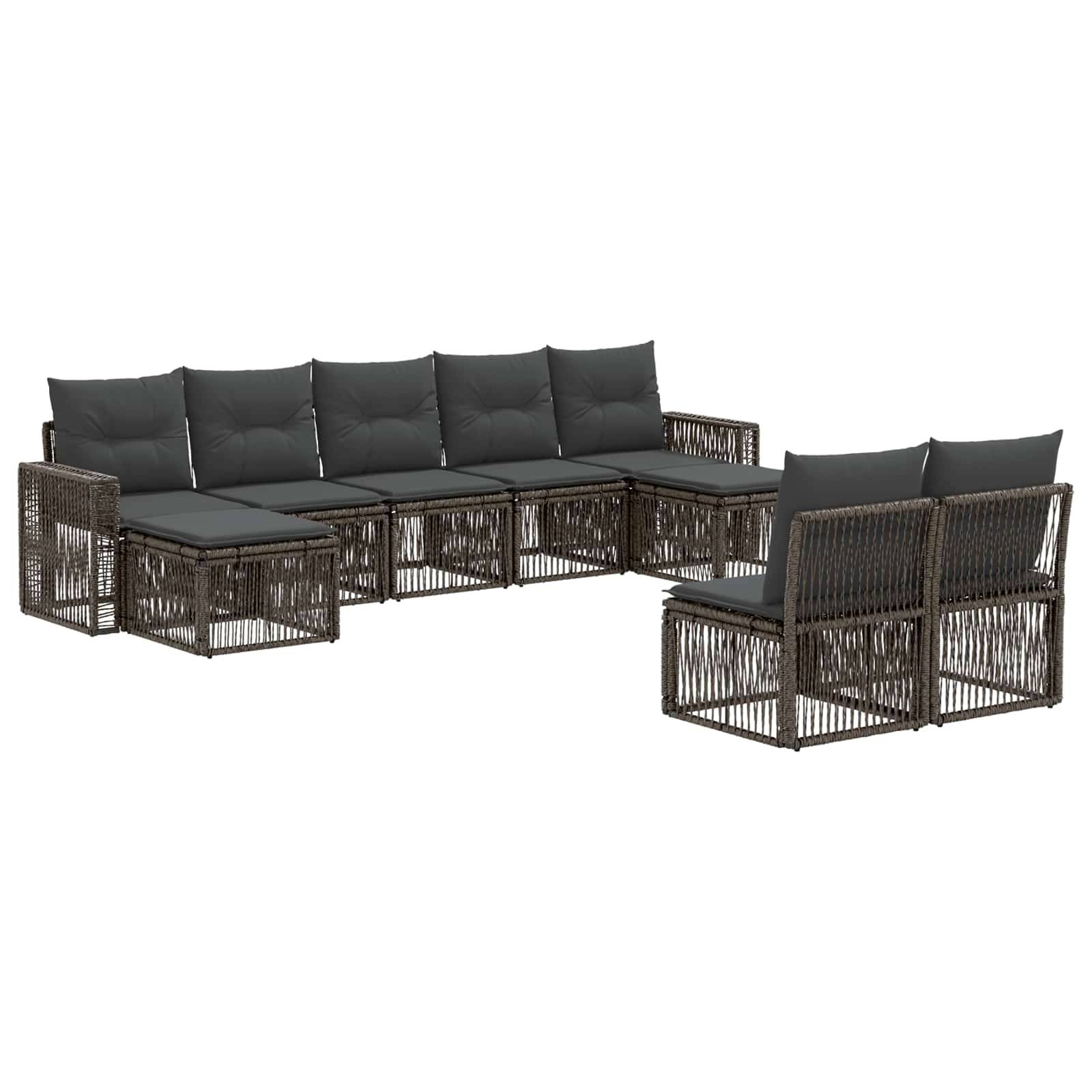 vidaXL Gartensofa-set 9 pcs Grau und Dunkelgrau Poly-Rattan