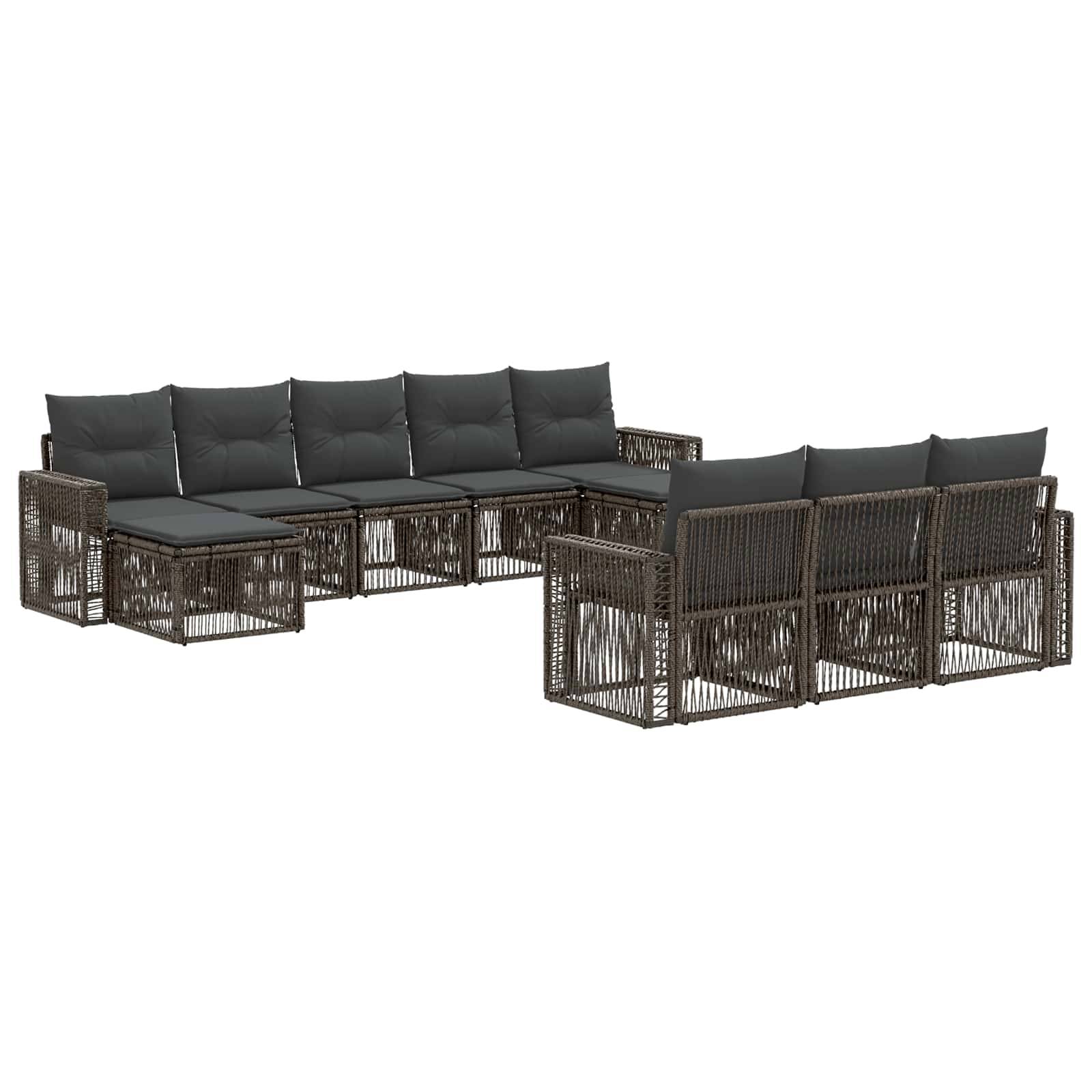 vidaXL Gartensofa-set 10 pcs Grau und Dunkelgrau Poly-Rattan