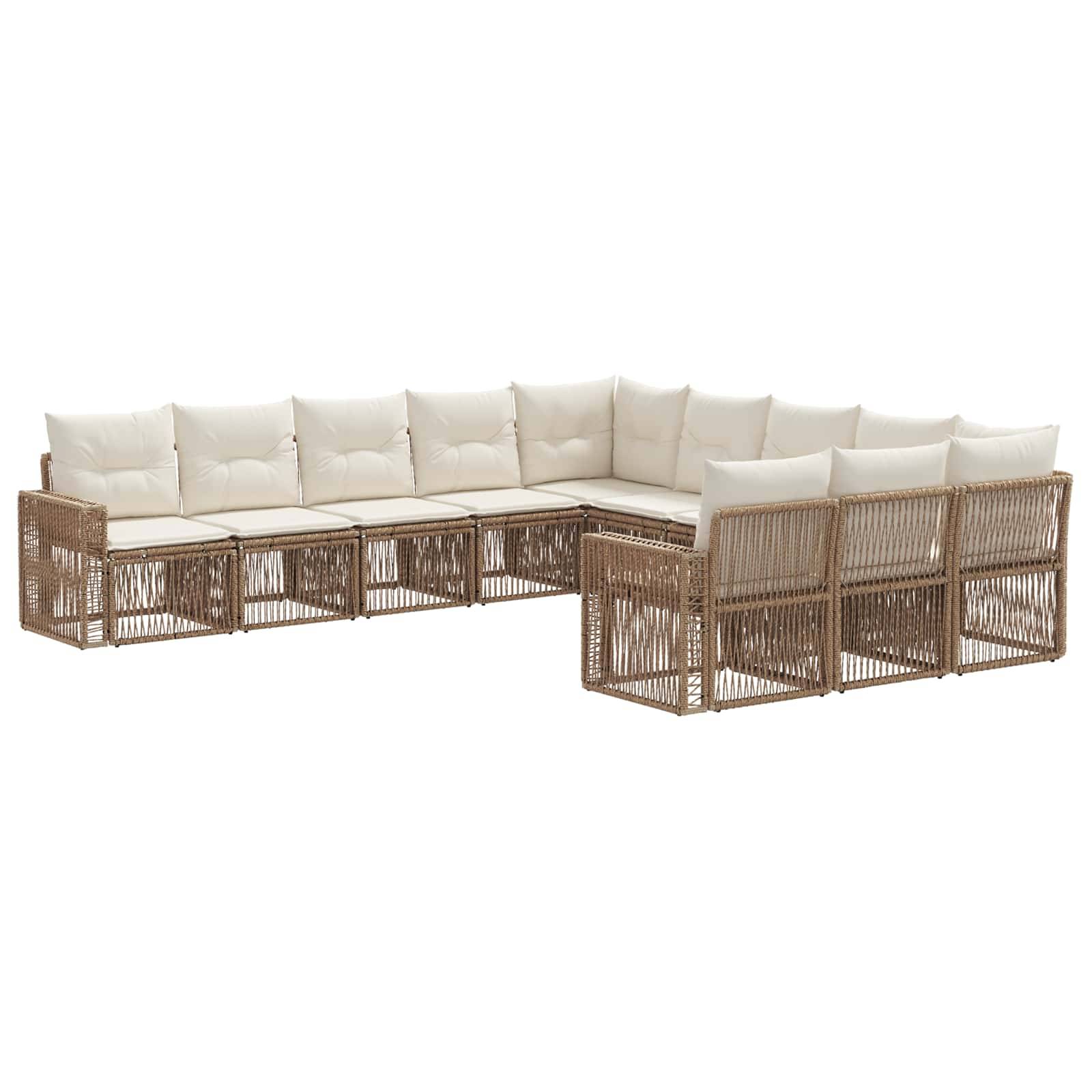 vidaXL Gartensofa-set 11 pcs Beige und Cremeweiß Poly-Rattan