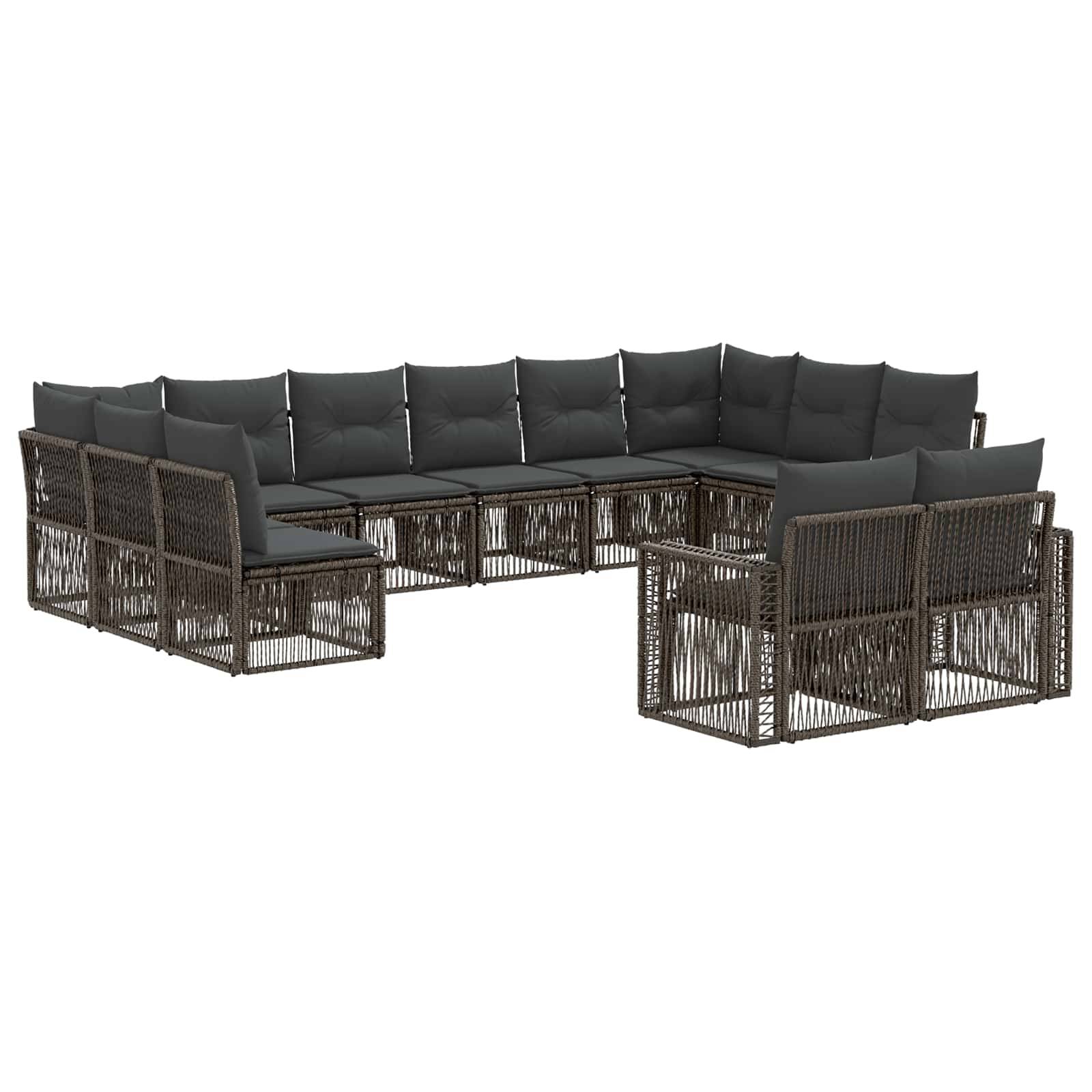vidaXL Gartensofa-set 12 pcs Grau und Dunkelgrau Poly-Rattan
