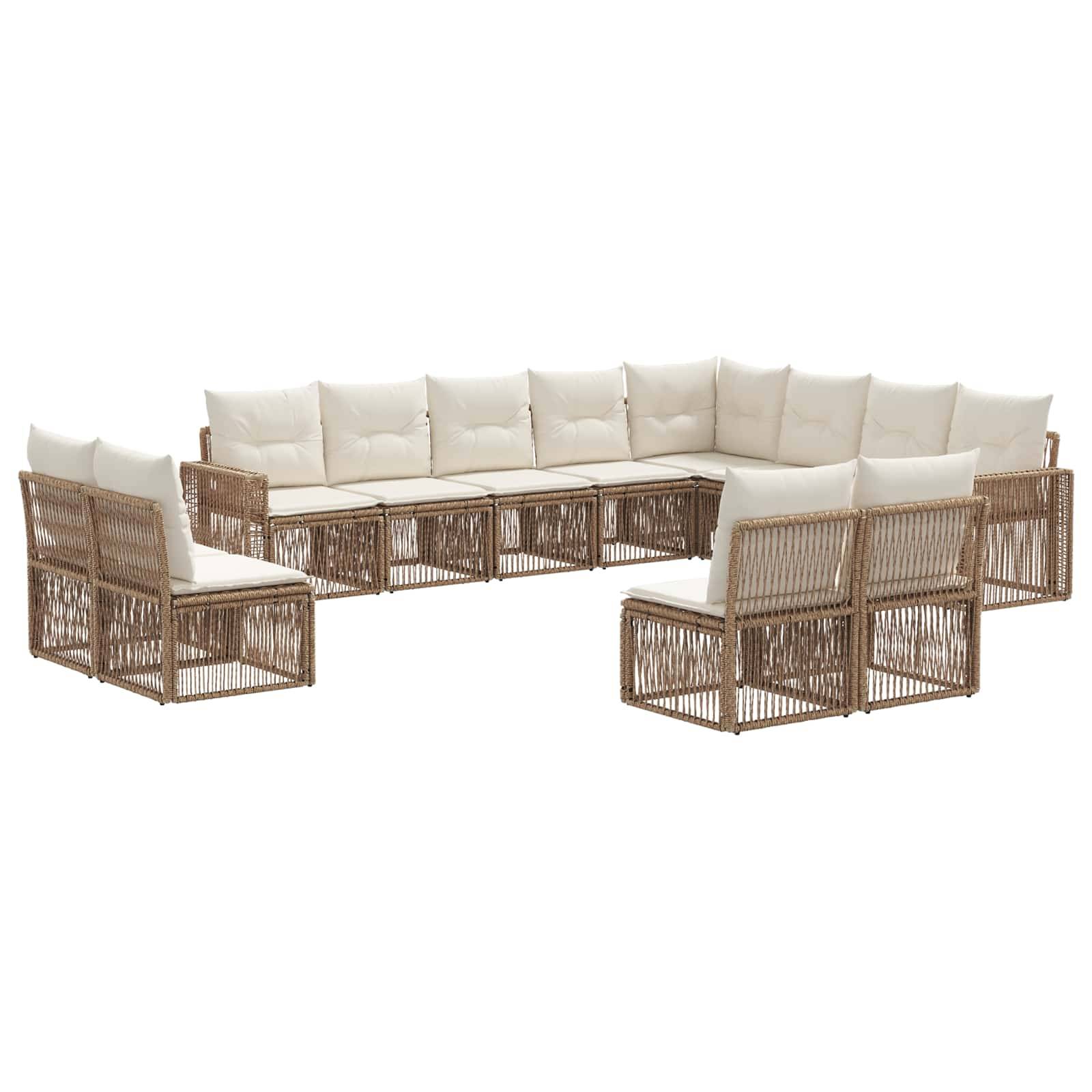 vidaXL Gartensofa-set 12 pcs Beige und Cremeweiß Poly-Rattan