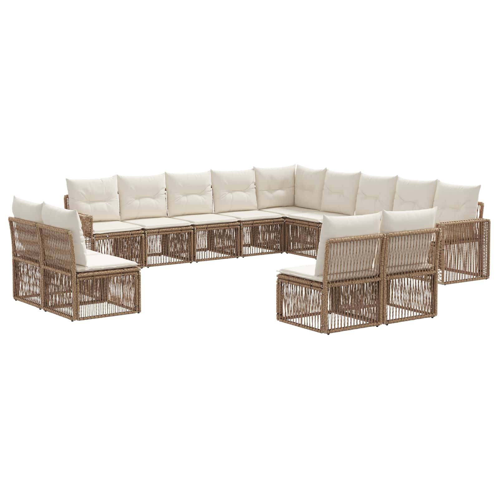 vidaXL Gartensofa-set 13 pcs Beige und Cremeweiß Poly-Rattan