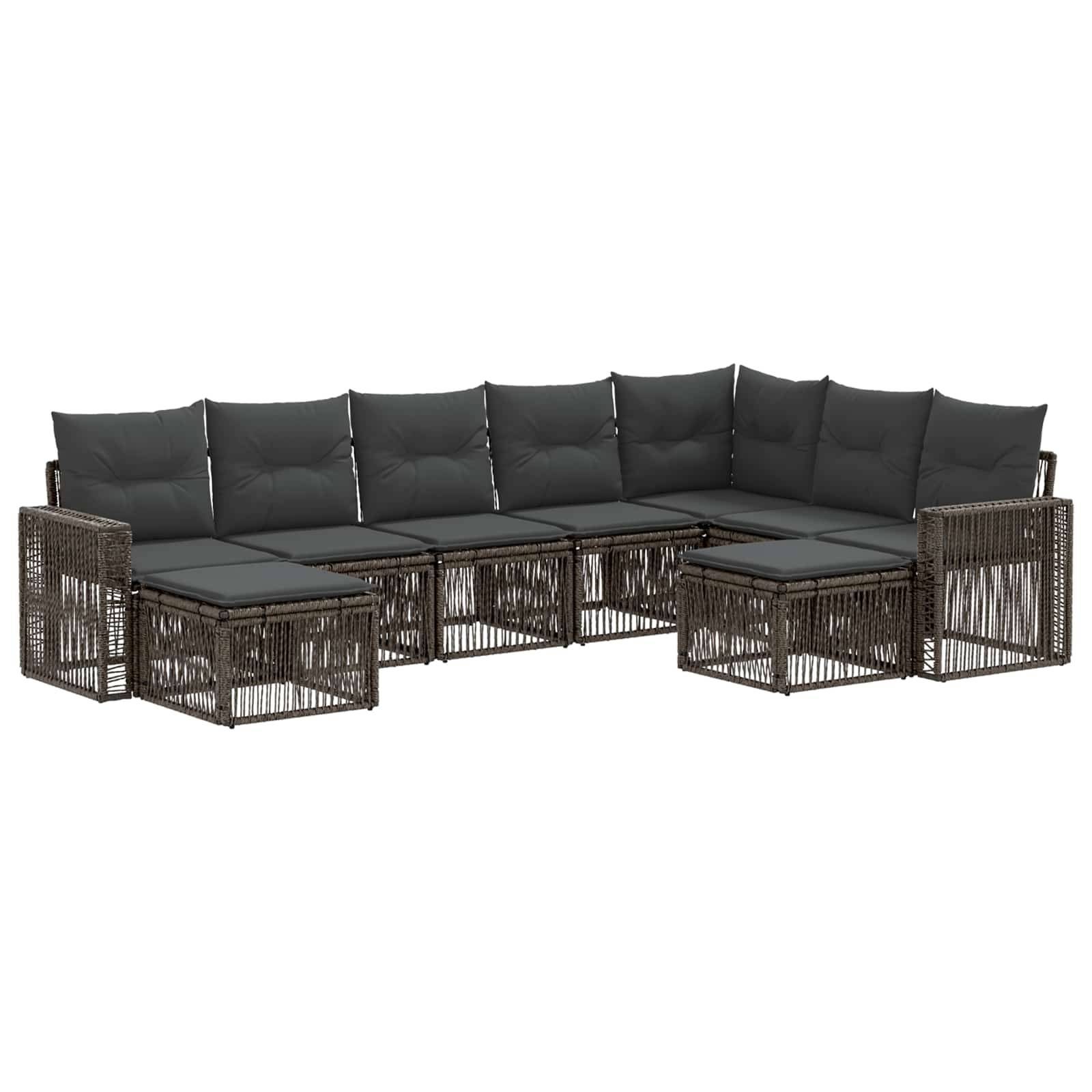 vidaXL Gartensofa-set 9 pcs Grau und Dunkelgrau Poly-Rattan