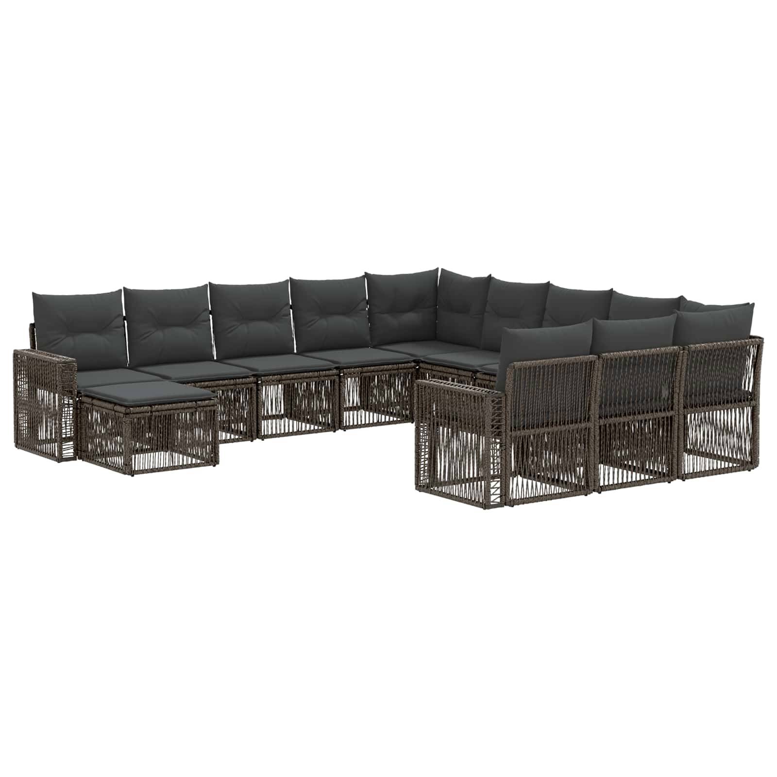 vidaXL Gartensofa-set 12 pcs Grau und Dunkelgrau Poly-Rattan