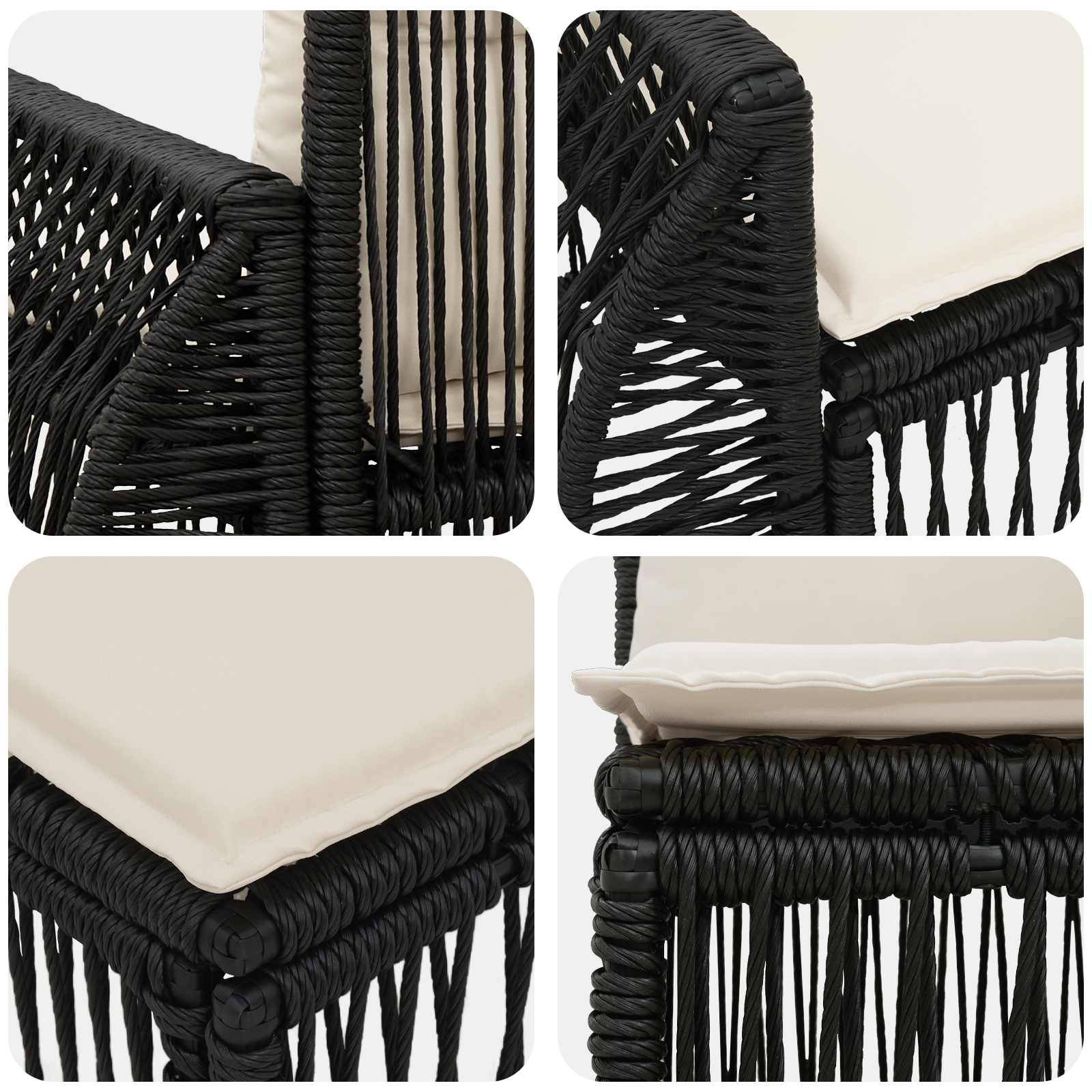 vidaXL Gartensofa-set 8 pcs Schwarz und Cremeweiß Poly-Rattan