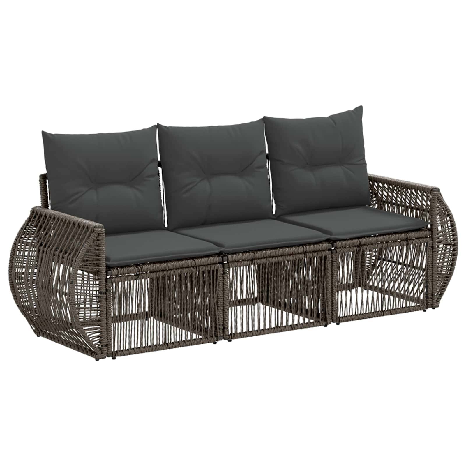 vidaXL Gartensofa-set 3 pcs Grau und Dunkelgrau Poly-Rattan