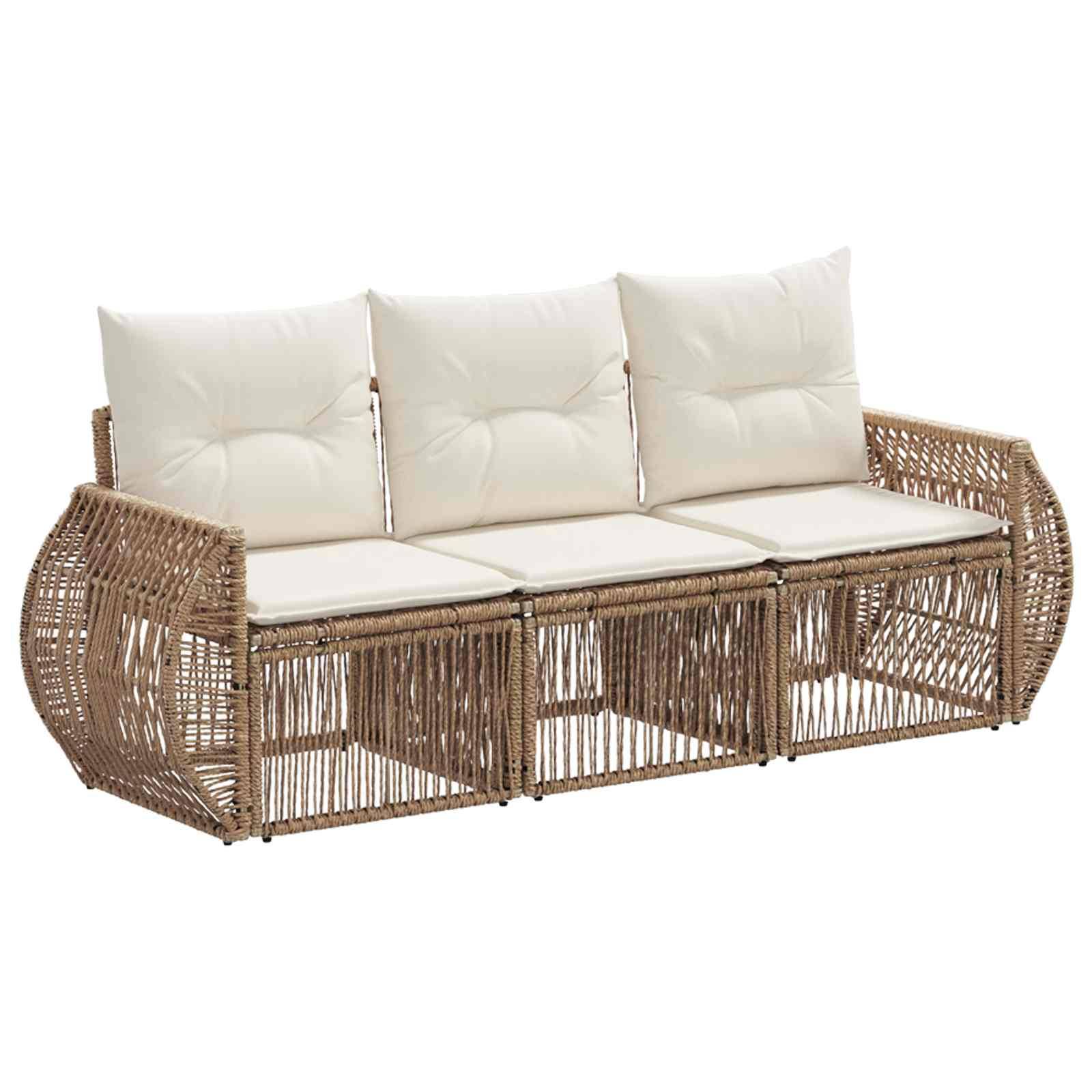 vidaXL Gartensofa-set 3 pcs Beige und Cremeweiß Poly-Rattan