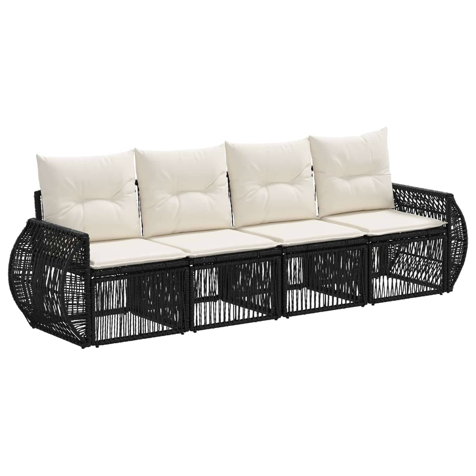 vidaXL Gartensofa-set 4 pcs Schwarz und Cremeweiß Poly-Rattan