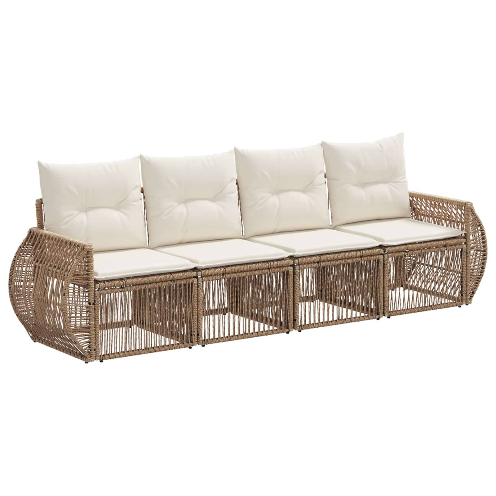 vidaXL Gartensofa-set 4 pcs Beige und Cremeweiß Poly-Rattan