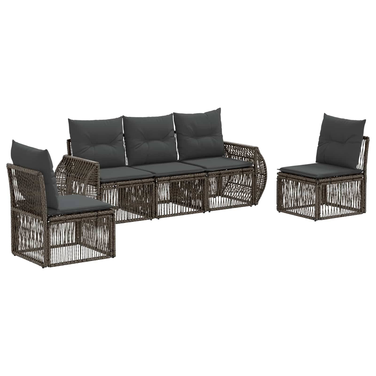 vidaXL Gartensofa-set 5 pcs Grau und Dunkelgrau Poly-Rattan