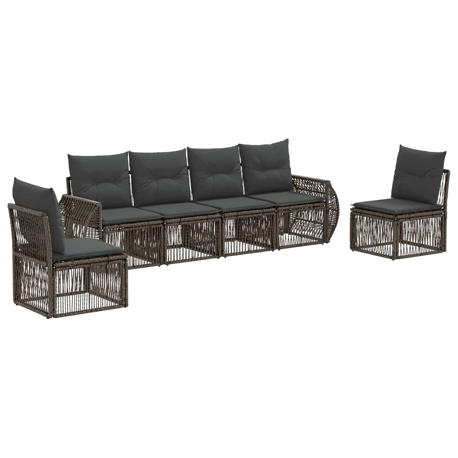 vidaXL Gartensofa-set 6 pcs Grau und Dunkelgrau Poly-Rattan