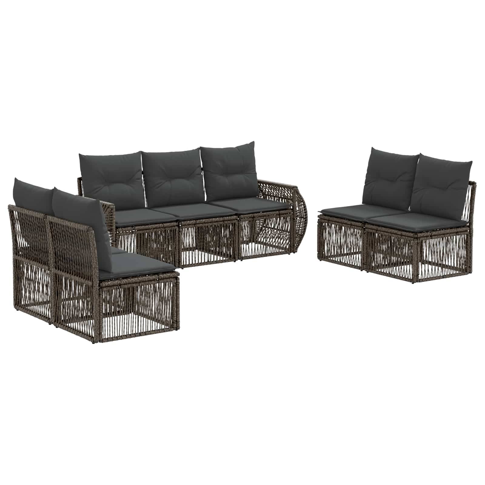 vidaXL Gartensofa-set 7 pcs Grau und Dunkelgrau Poly-Rattan