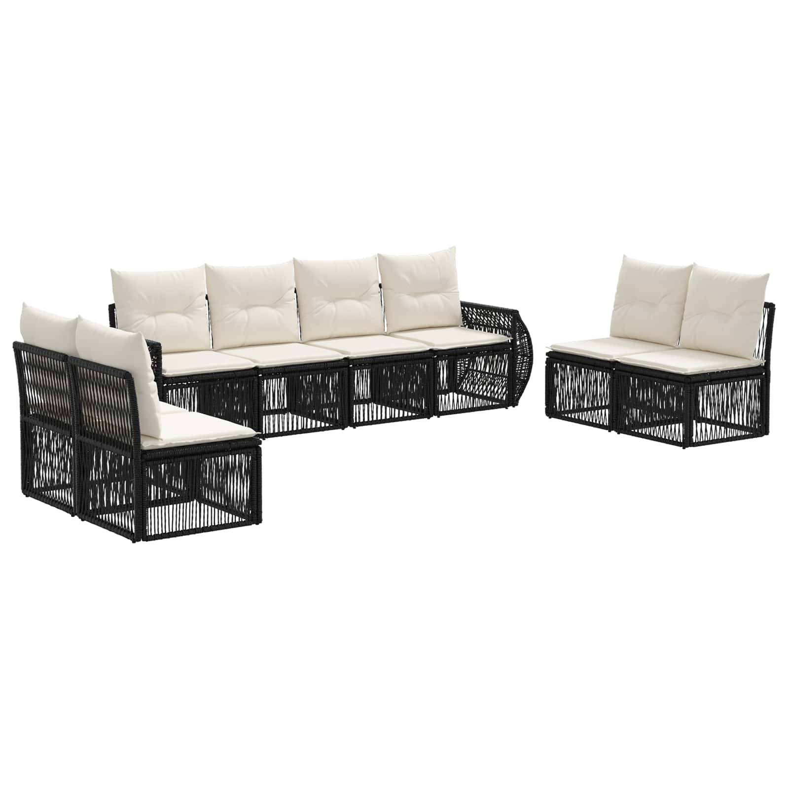 vidaXL Gartensofa-set 8 pcs Schwarz und Cremeweiß Poly-Rattan