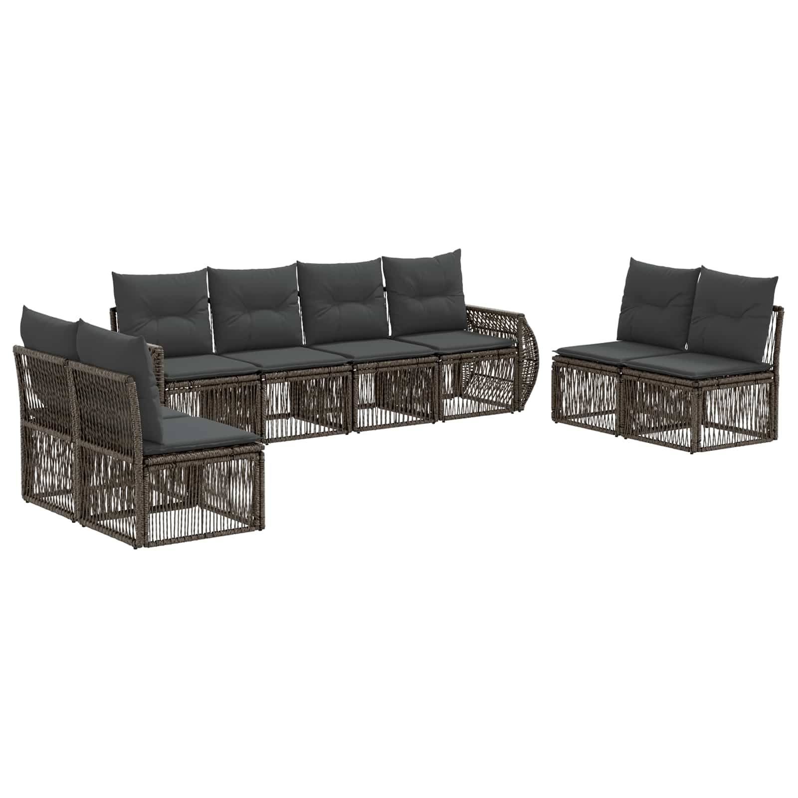 vidaXL Gartensofa-set 8 pcs Grau und Dunkelgrau Poly-Rattan