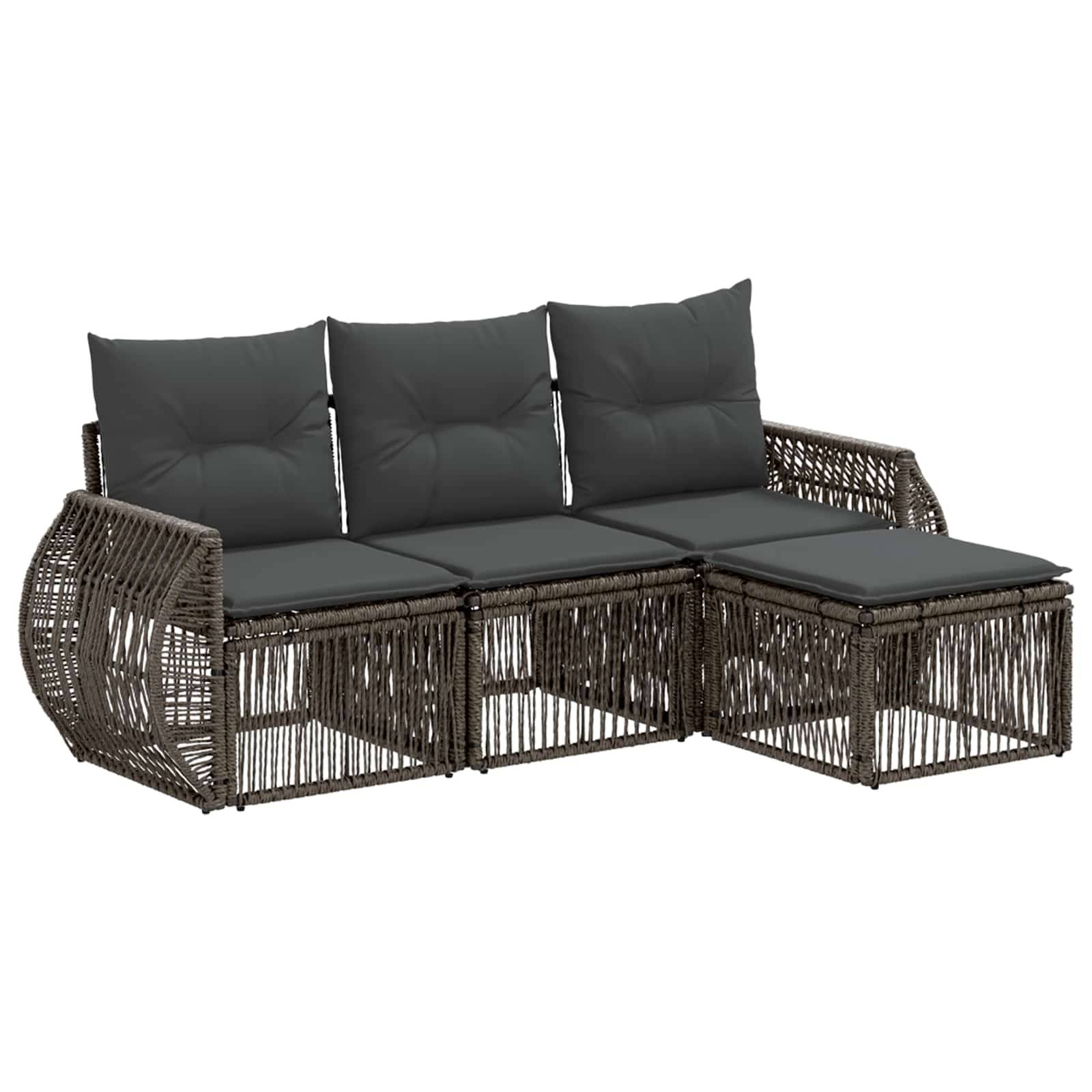 vidaXL Gartensofa-set 4 pcs Grau und Dunkelgrau Poly-Rattan