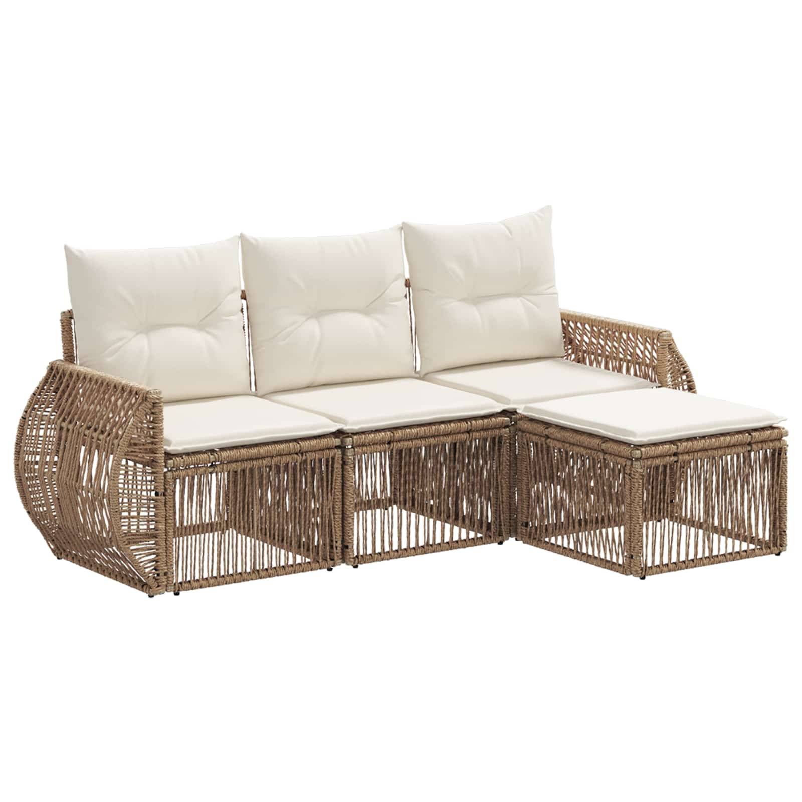 vidaXL Gartensofa-set 4 pcs Beige und Cremeweiß Poly-Rattan