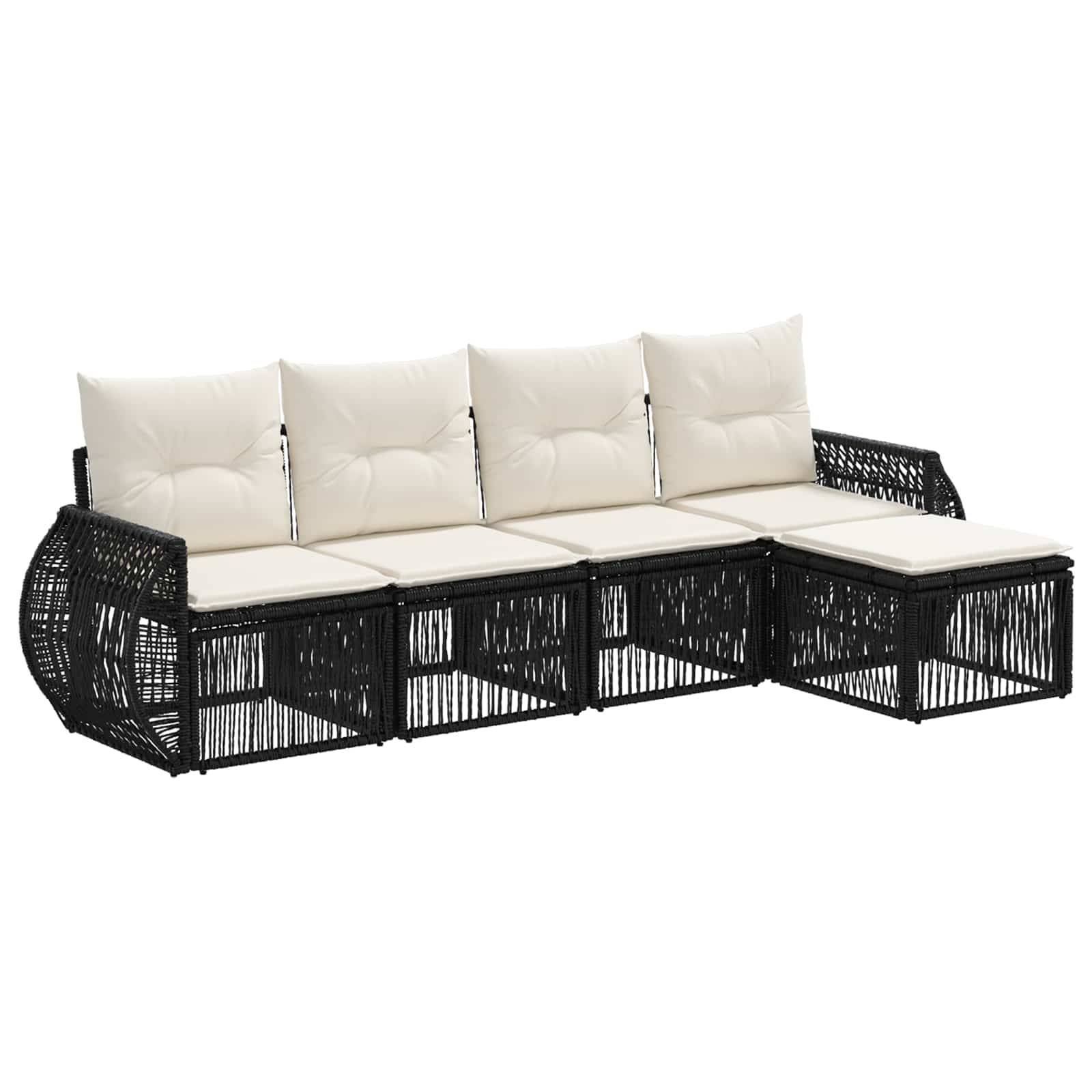 vidaXL Gartensofa-set 5 pcs Schwarz und Cremeweiß Poly-Rattan