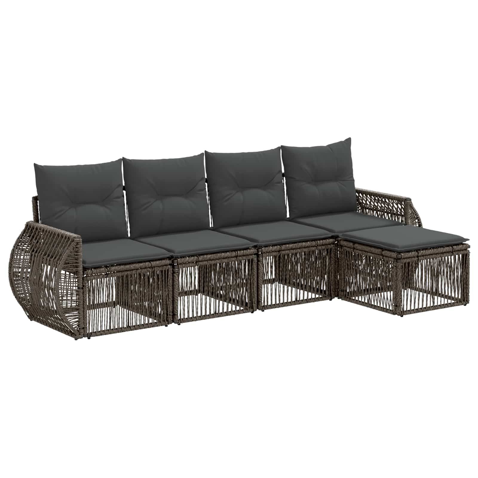 vidaXL Gartensofa-set 5 pcs Grau und Dunkelgrau Poly-Rattan