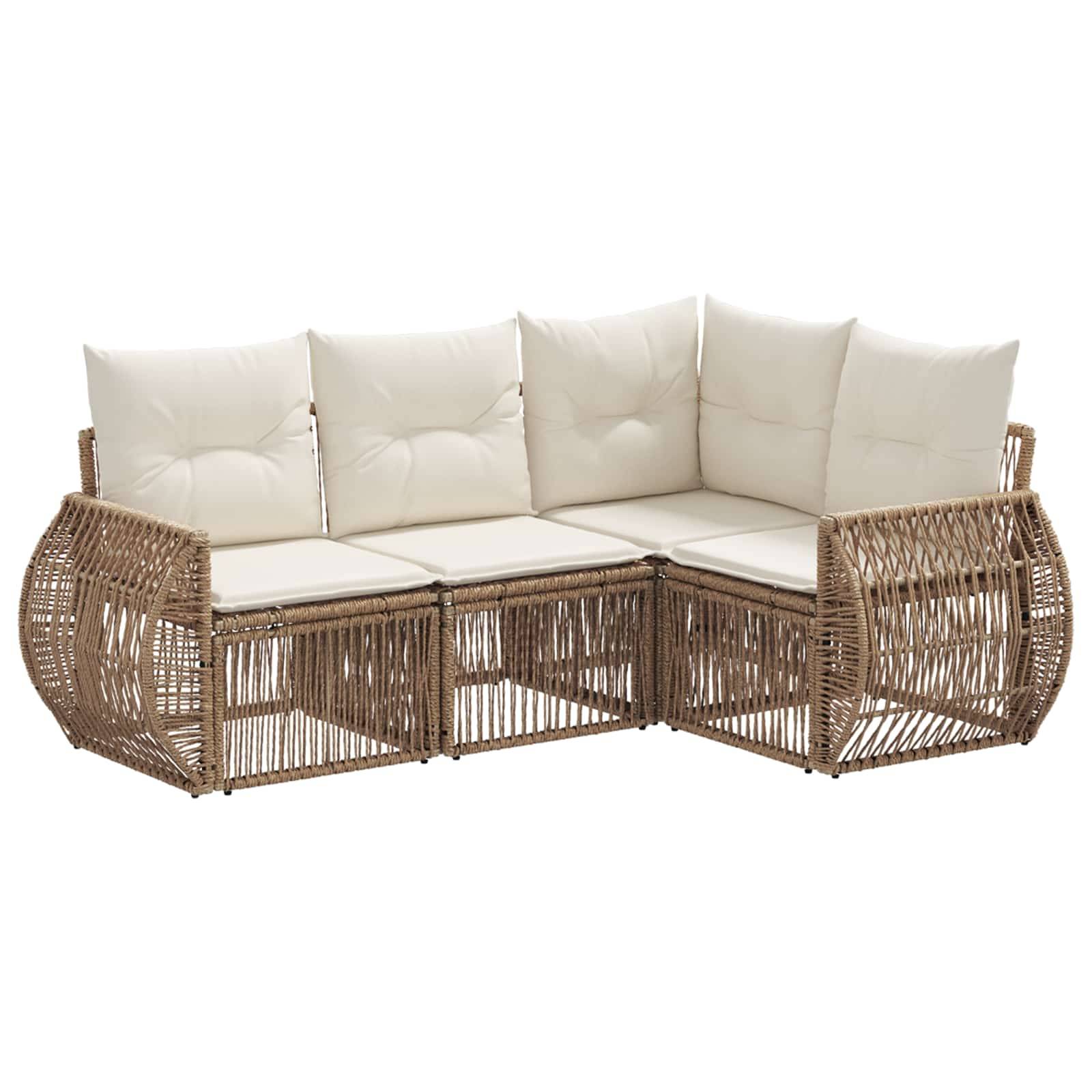 vidaXL Gartensofa-set 4 pcs Beige und Cremeweiß Poly-Rattan