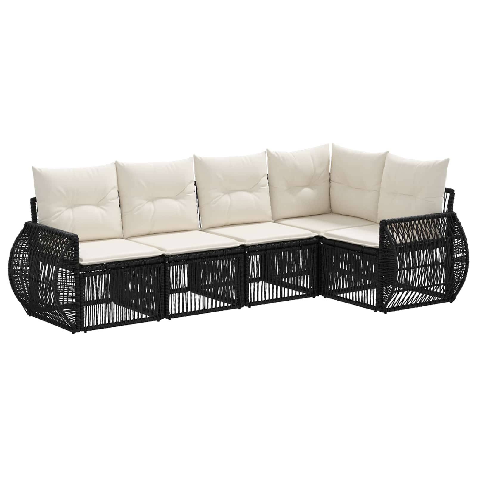 vidaXL Gartensofa-set 5 pcs Schwarz und Cremeweiß Poly-Rattan