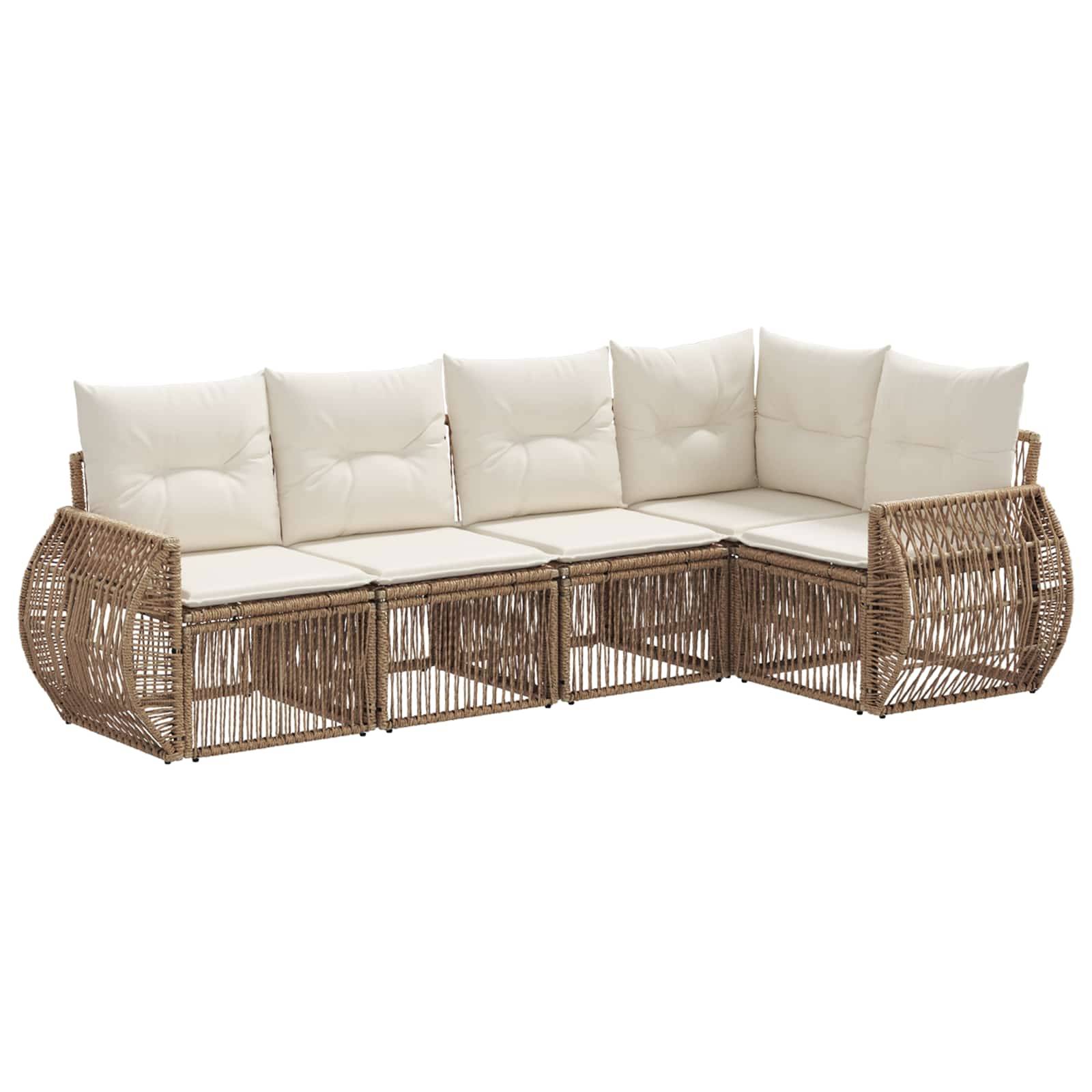 vidaXL Gartensofa-set 5 pcs Beige und Cremeweiß Poly-Rattan