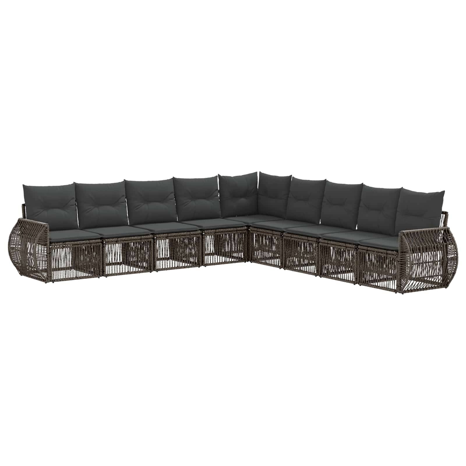 vidaXL Gartensofa-set 9 pcs Grau und Dunkelgrau Poly-Rattan