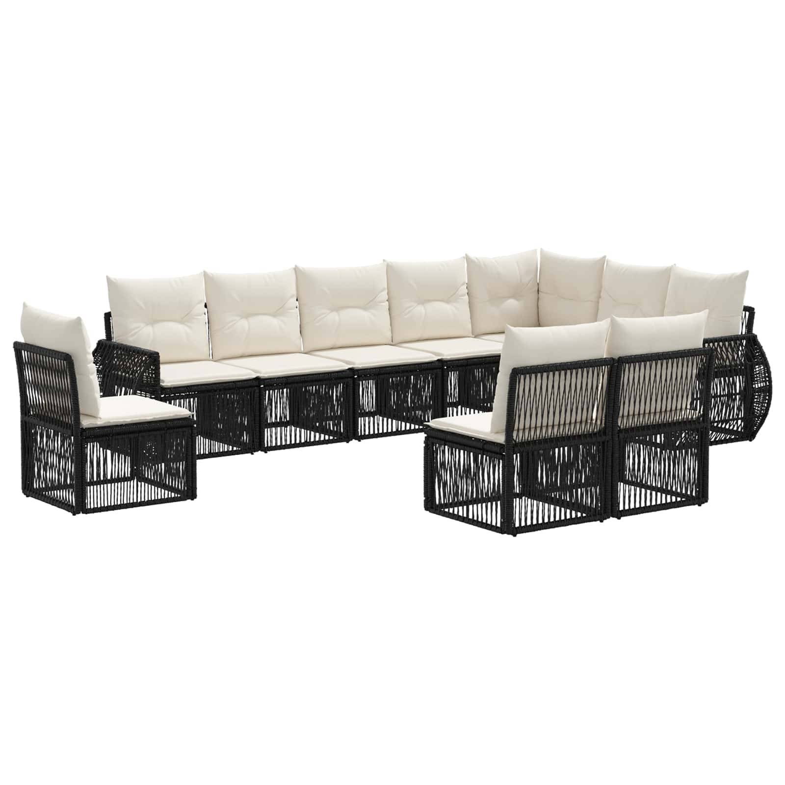 vidaXL Gartensofa-set 10 pcs Schwarz und Cremeweiß Poly-Rattan