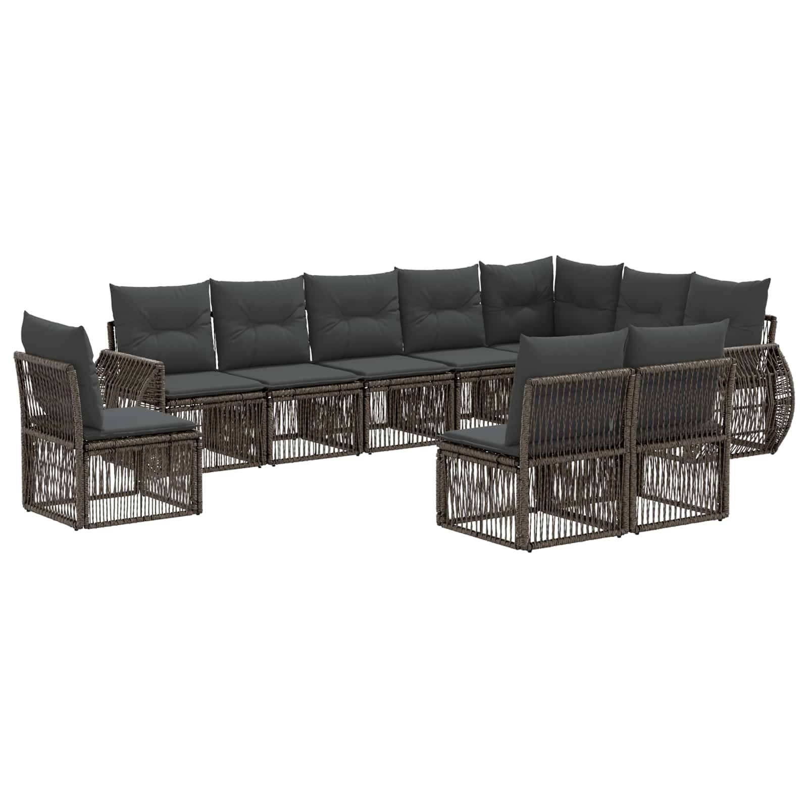 vidaXL Gartensofa-set 10 pcs Grau und Dunkelgrau Poly-Rattan