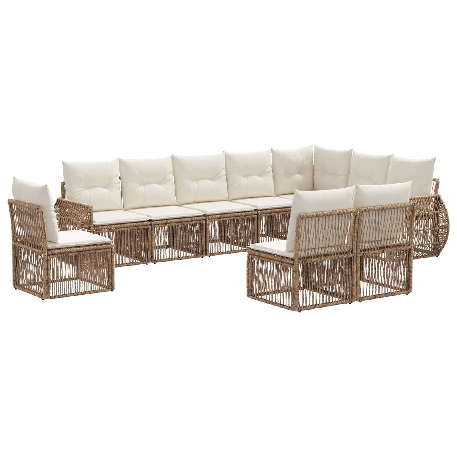 vidaXL Gartensofa-set 10 pcs Beige und Cremeweiß Poly-Rattan