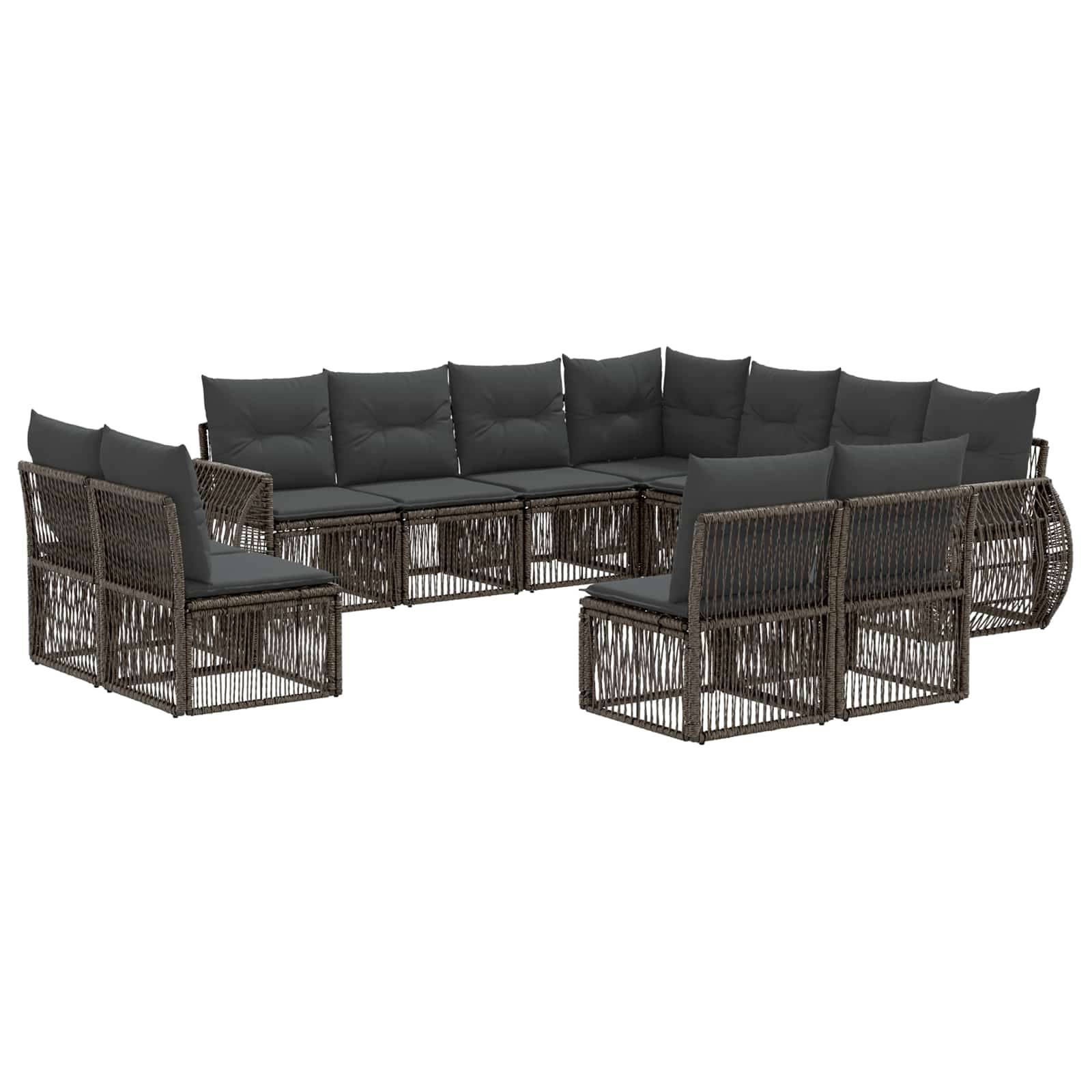 vidaXL Gartensofa-set 11 pcs Grau und Dunkelgrau Poly-Rattan