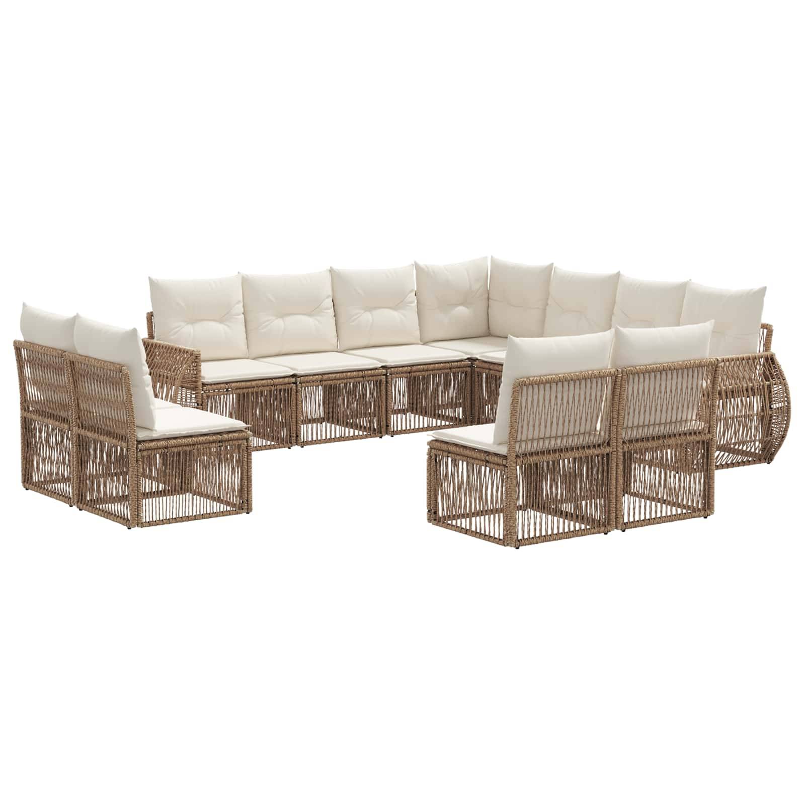 vidaXL Gartensofa-set 11 pcs Beige und Cremeweiß Poly-Rattan