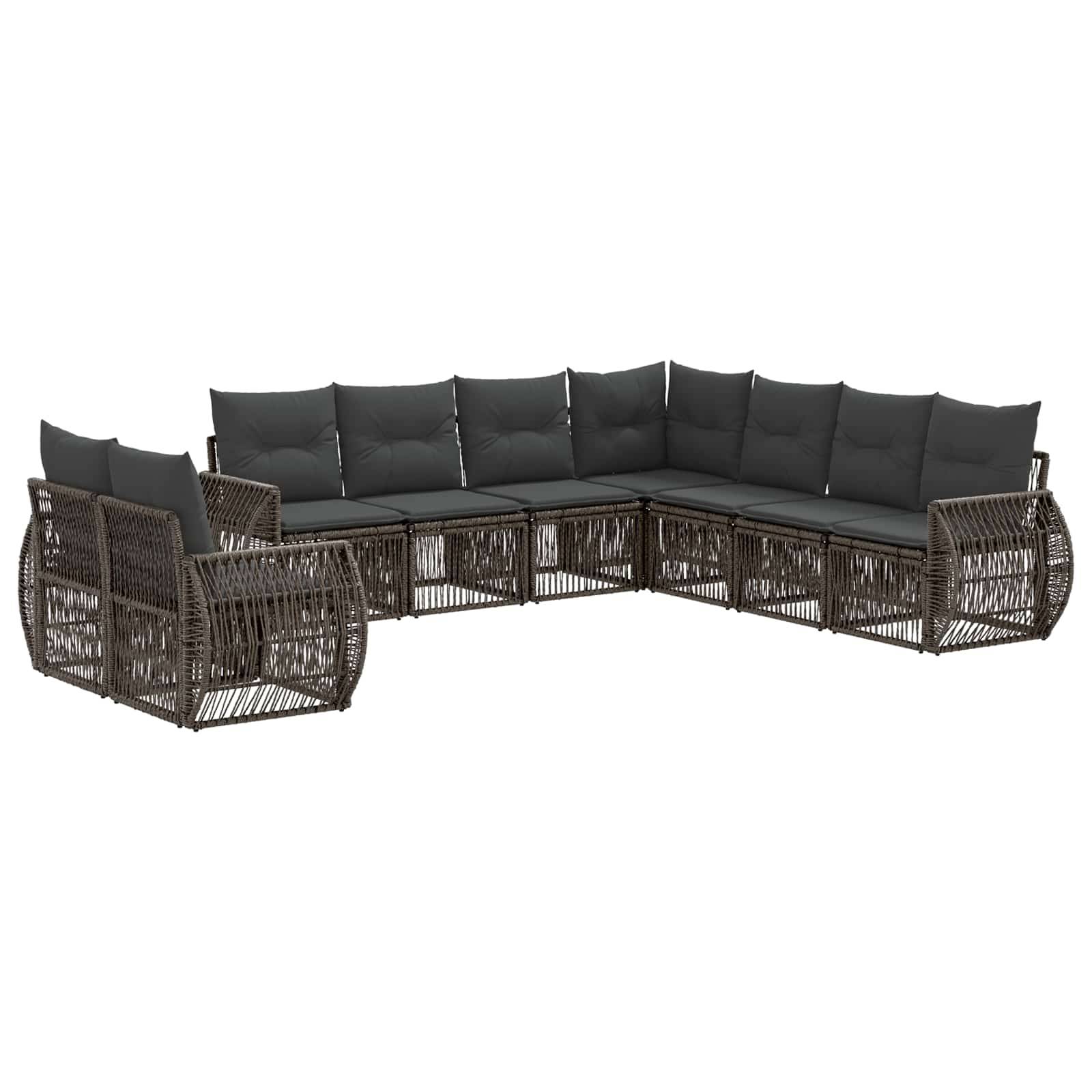 vidaXL Gartensofa-set 9 pcs Grau und Dunkelgrau Poly-Rattan