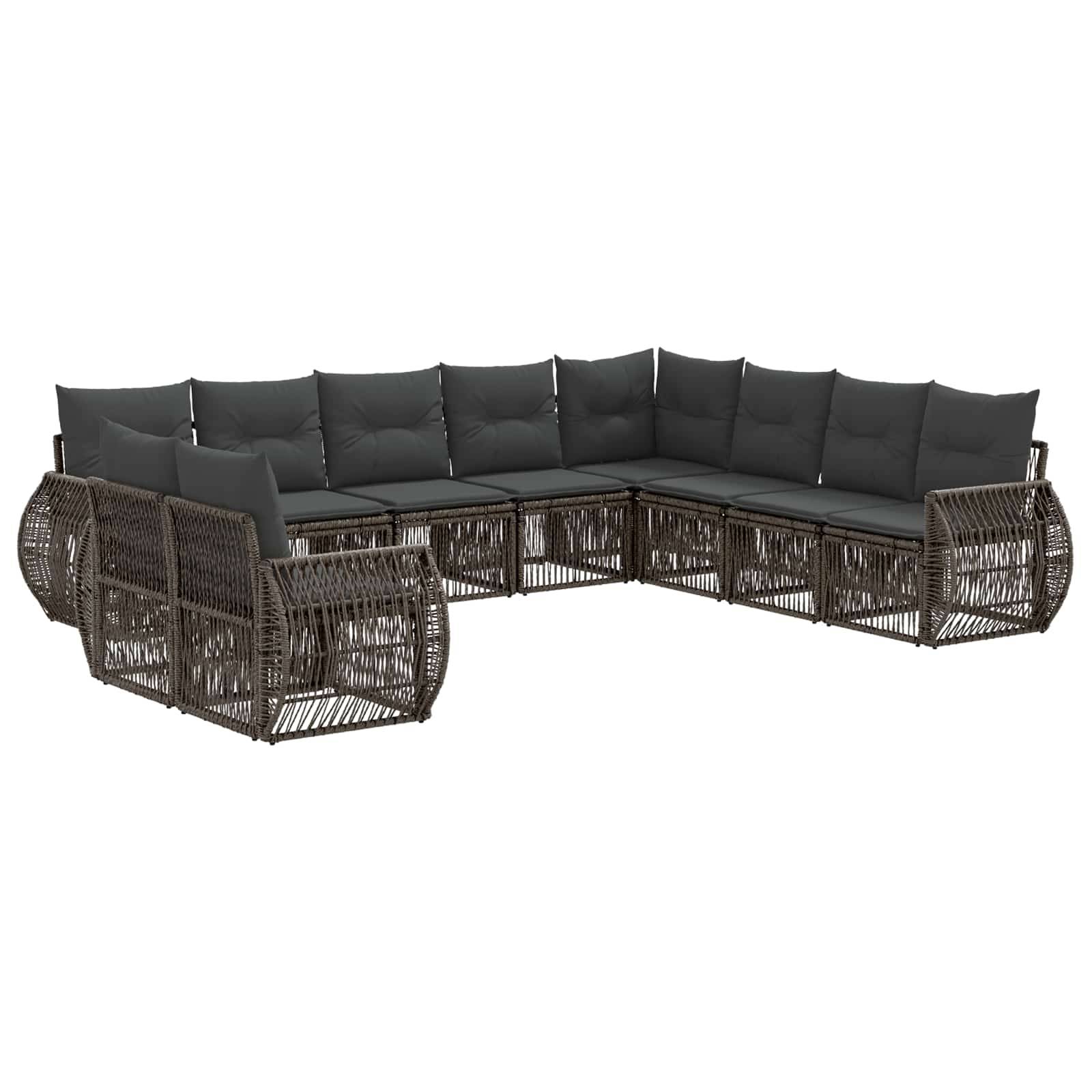 vidaXL Gartensofa-set 10 pcs Grau und Dunkelgrau Poly-Rattan
